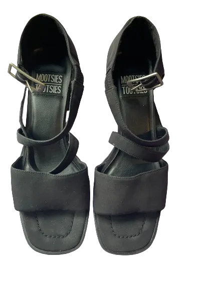 Mootsies Tootsies Black Buffy Chunky Heel Sandals