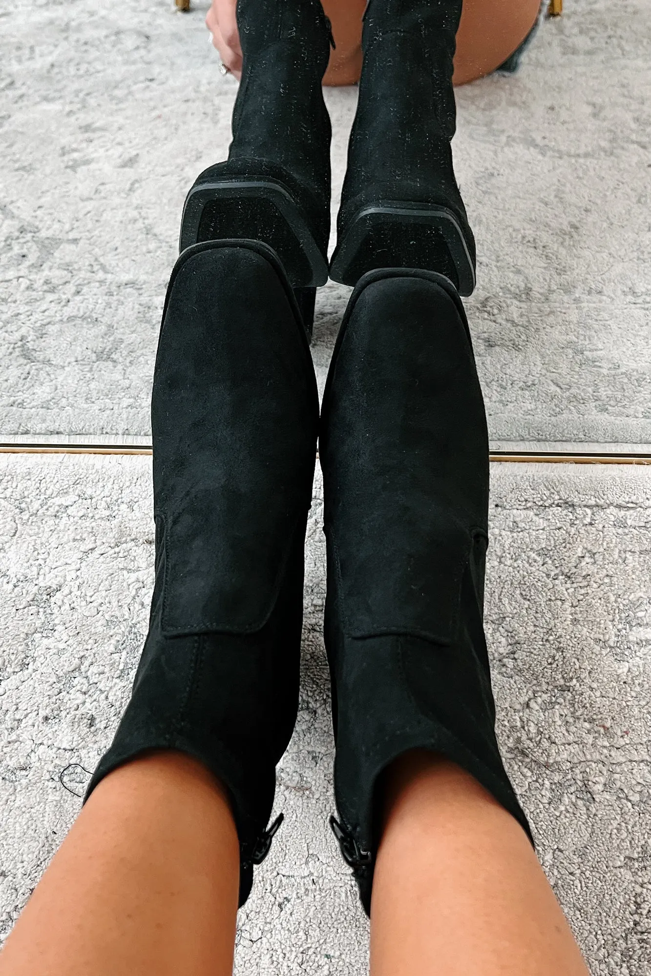 Move Along Faux Suede Booties (Black)