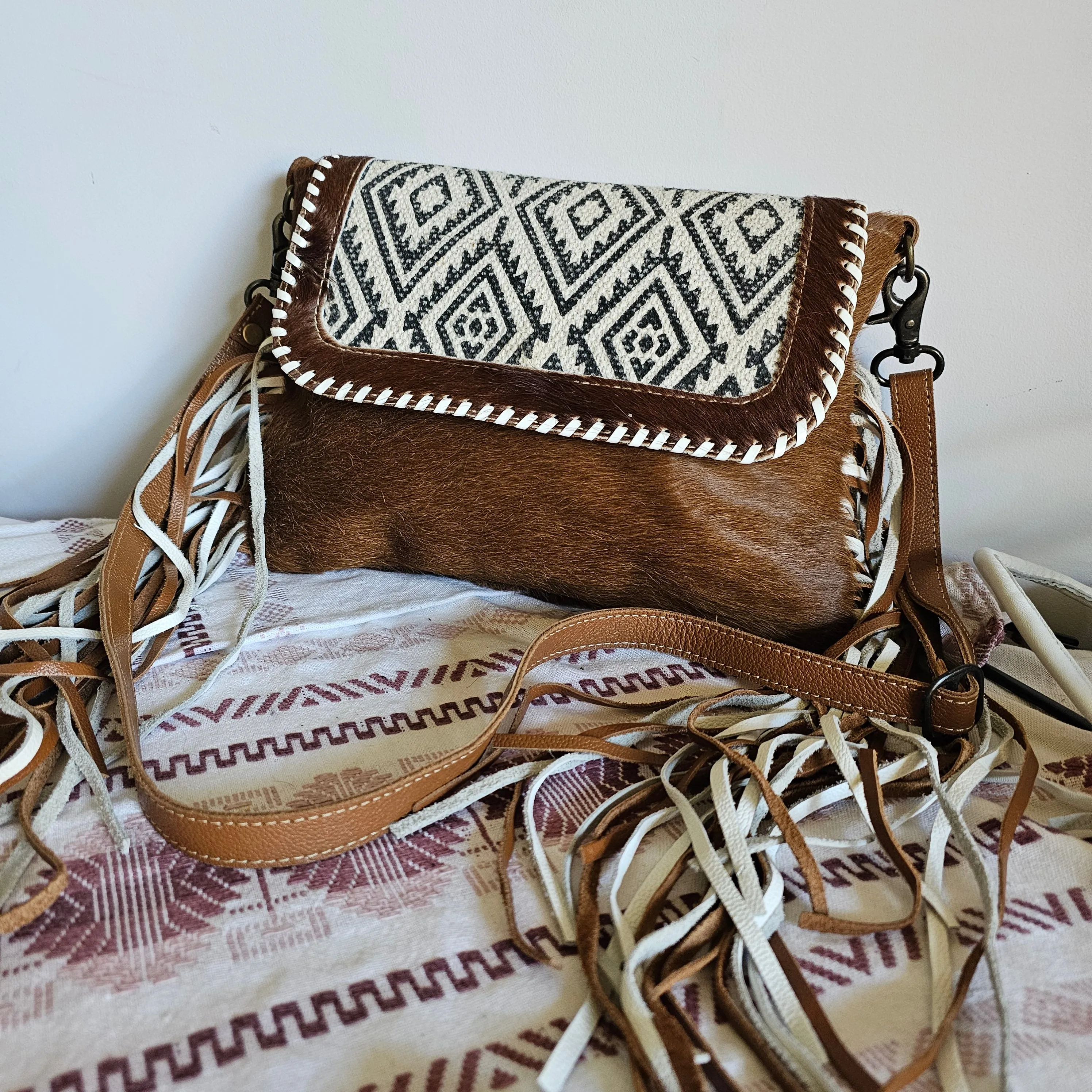 Mysa Designs Cowhide Fringe Bag – Handmade in India