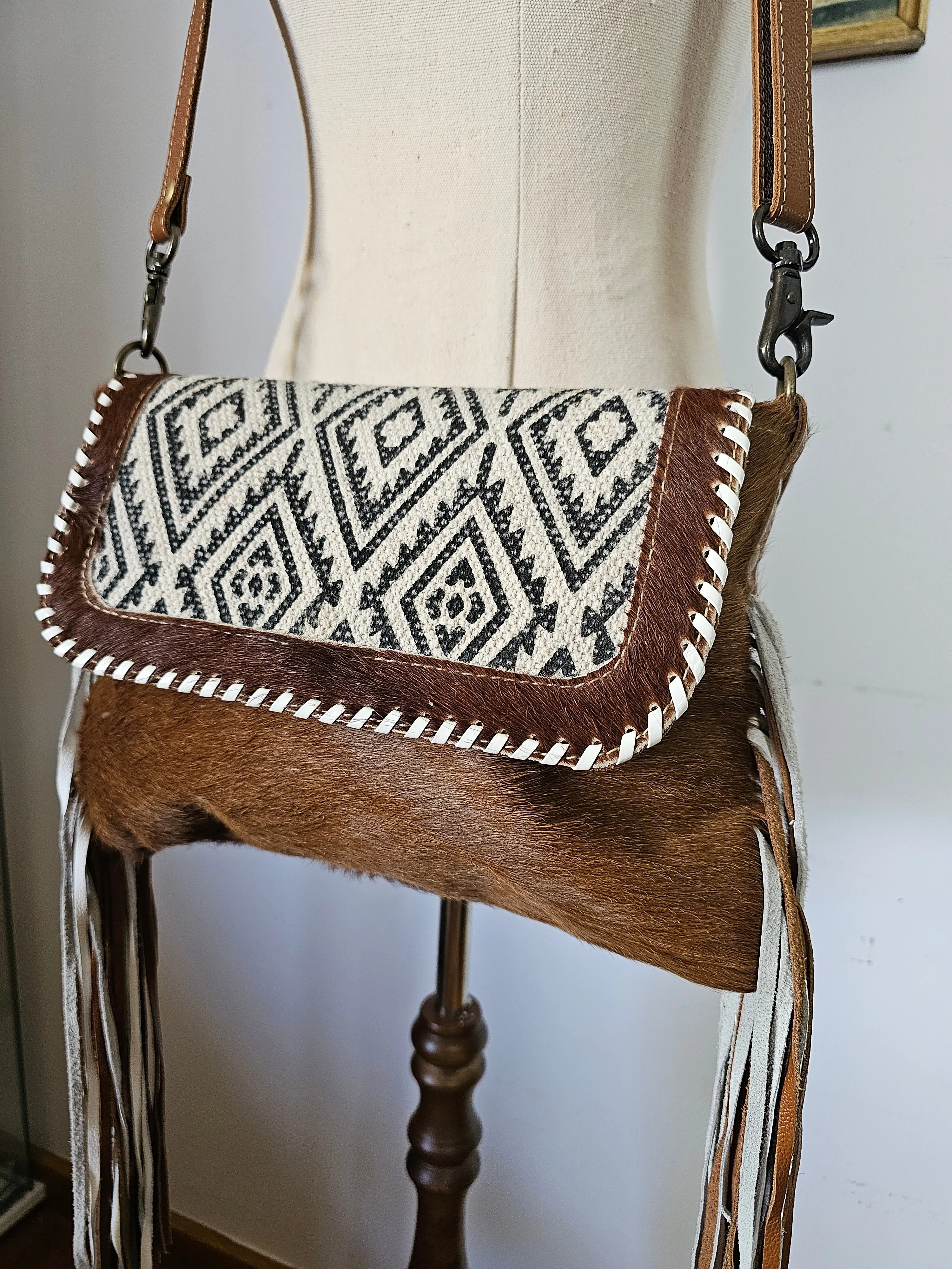 Mysa Designs Cowhide Fringe Bag – Handmade in India