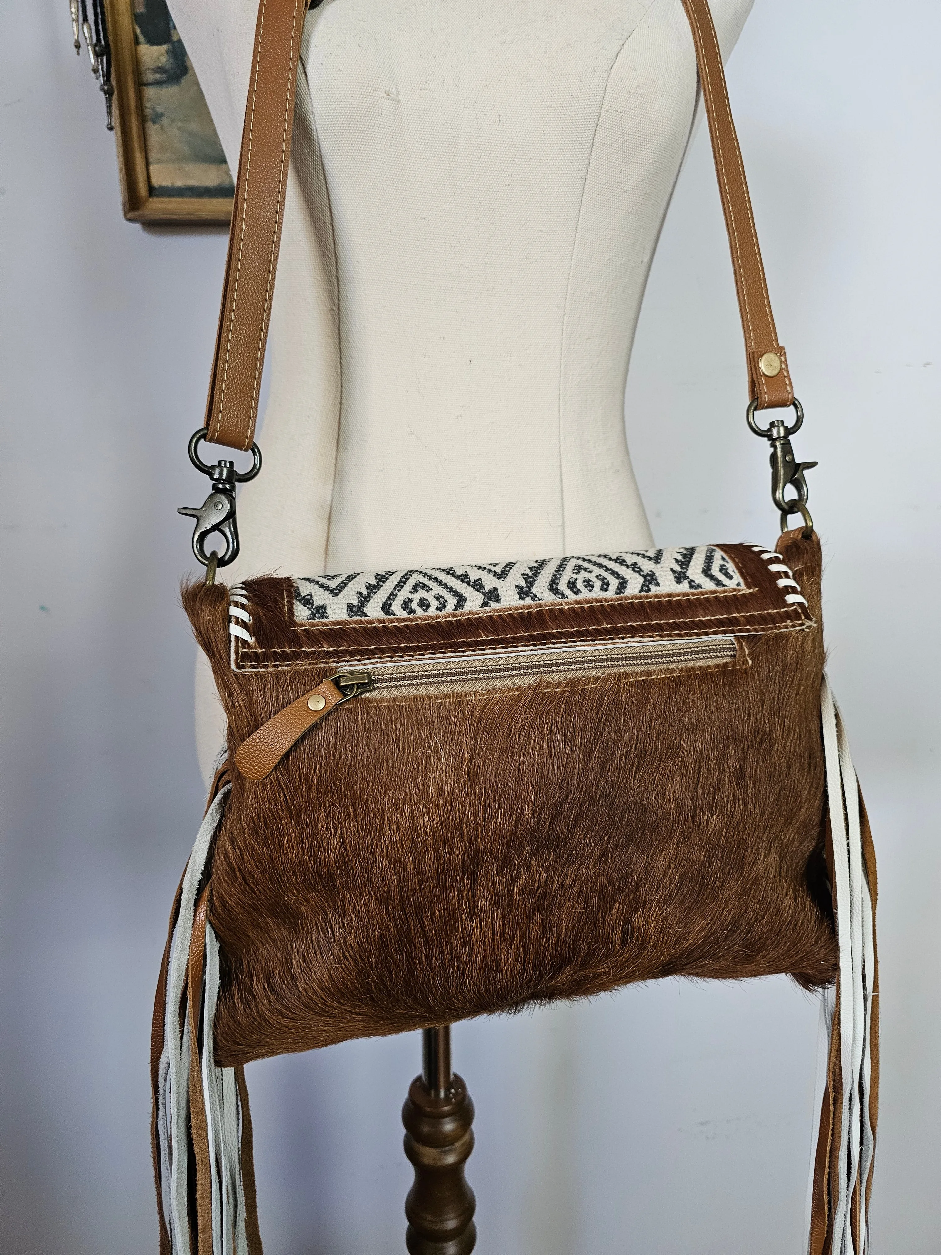 Mysa Designs Cowhide Fringe Bag – Handmade in India