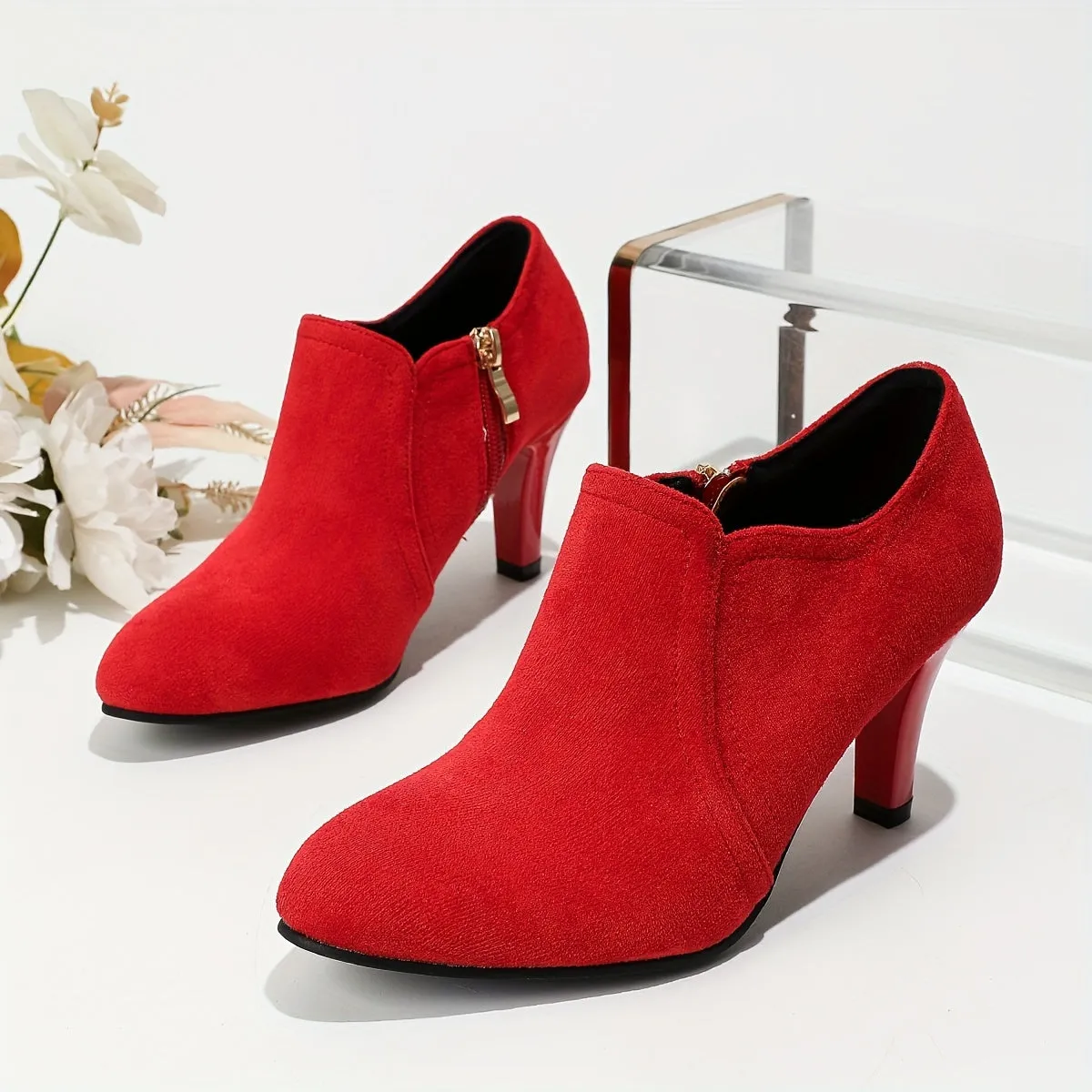 Noiré™ Zip-Up Heeled Booties