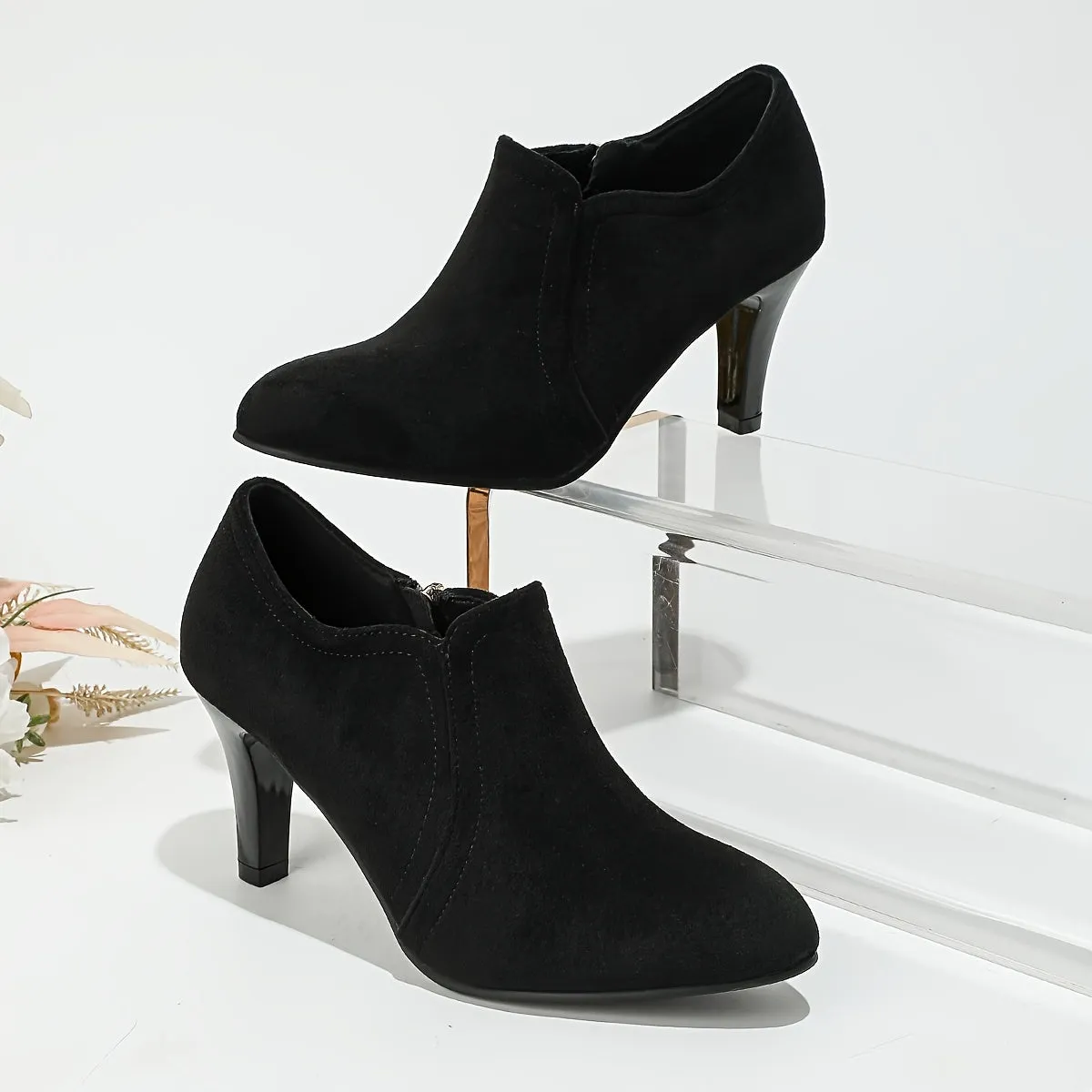 Noiré™ Zip-Up Heeled Booties