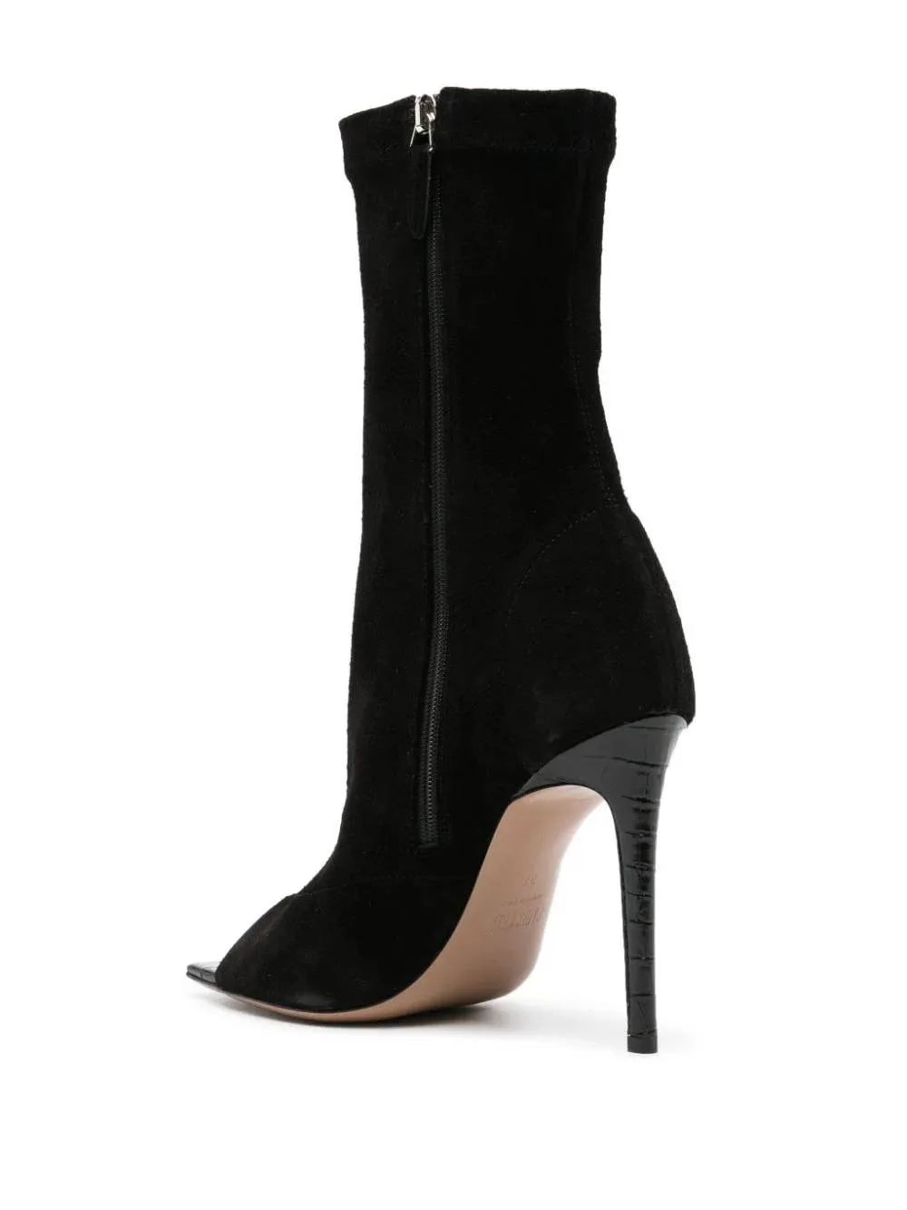 Paris Texas Black Suede Mid Calf Stiletto Boots
