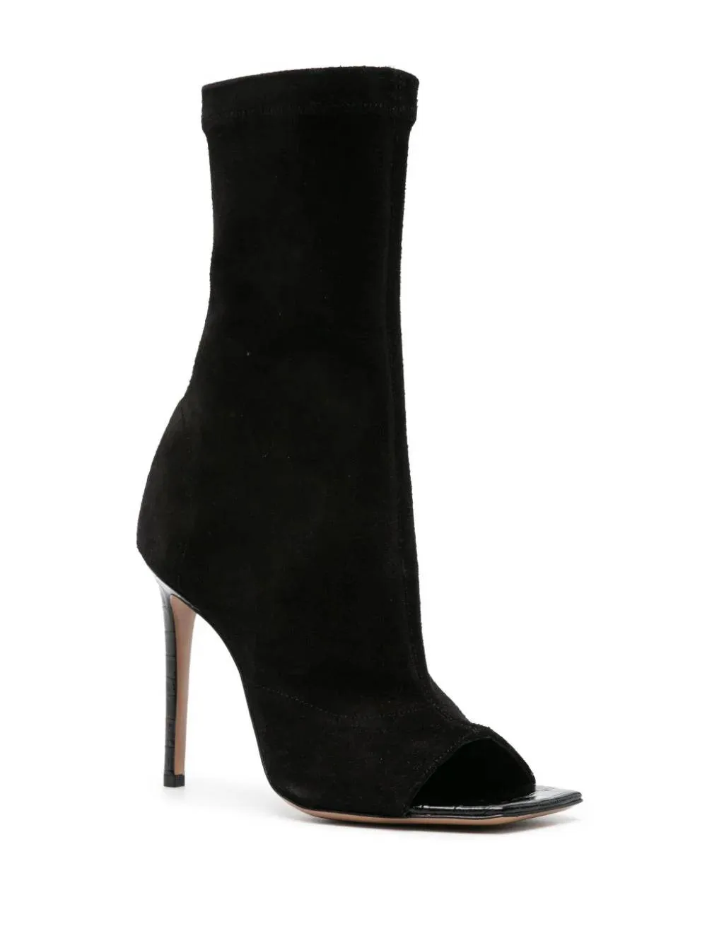 Paris Texas Black Suede Mid Calf Stiletto Boots