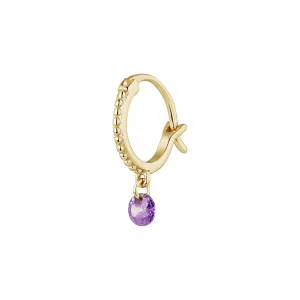 PENDIENTE PIERCING ARO ORO AMARILLO LILA CHIC-W