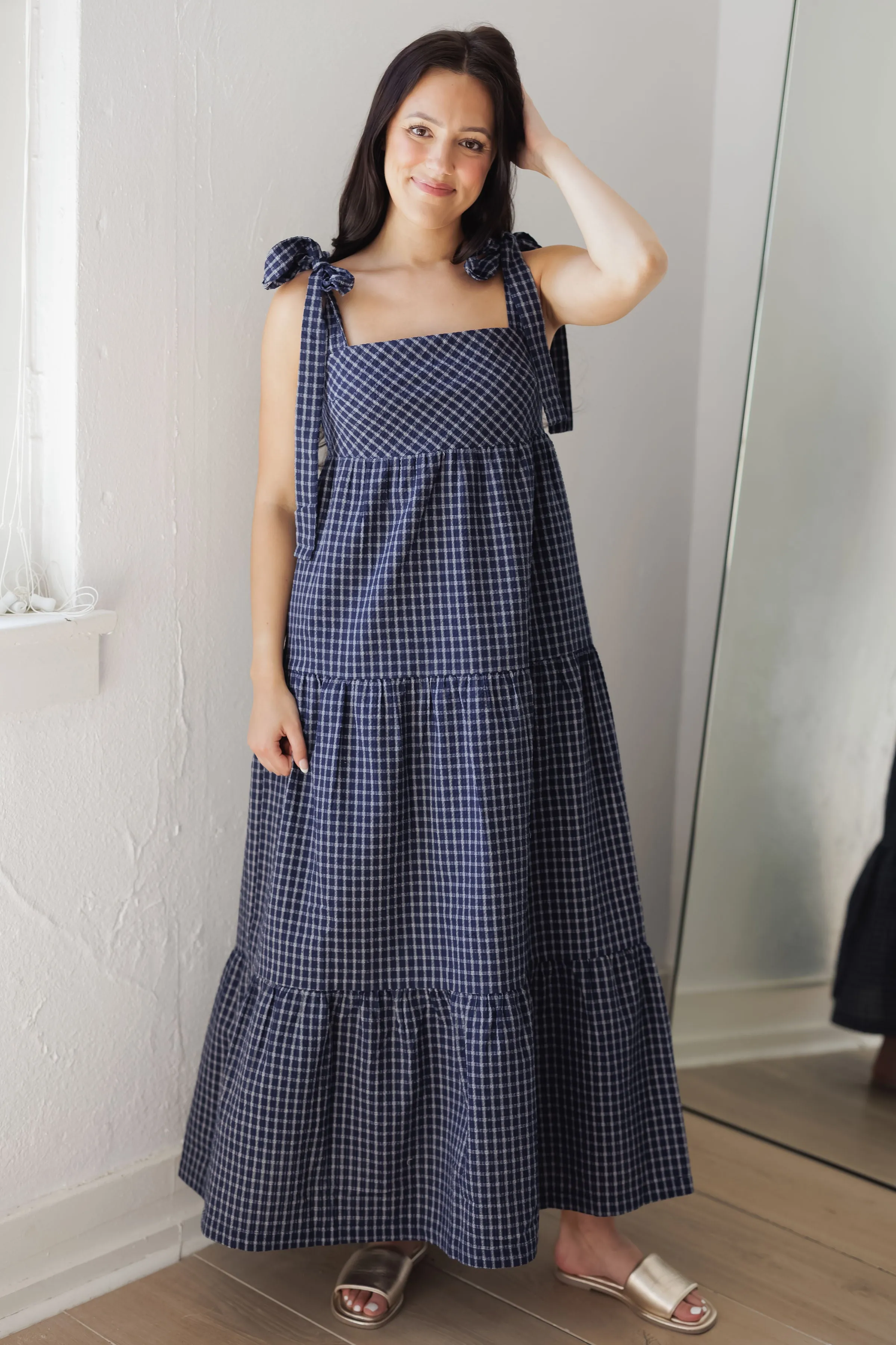 Perfect Spot Dress-Navy/White