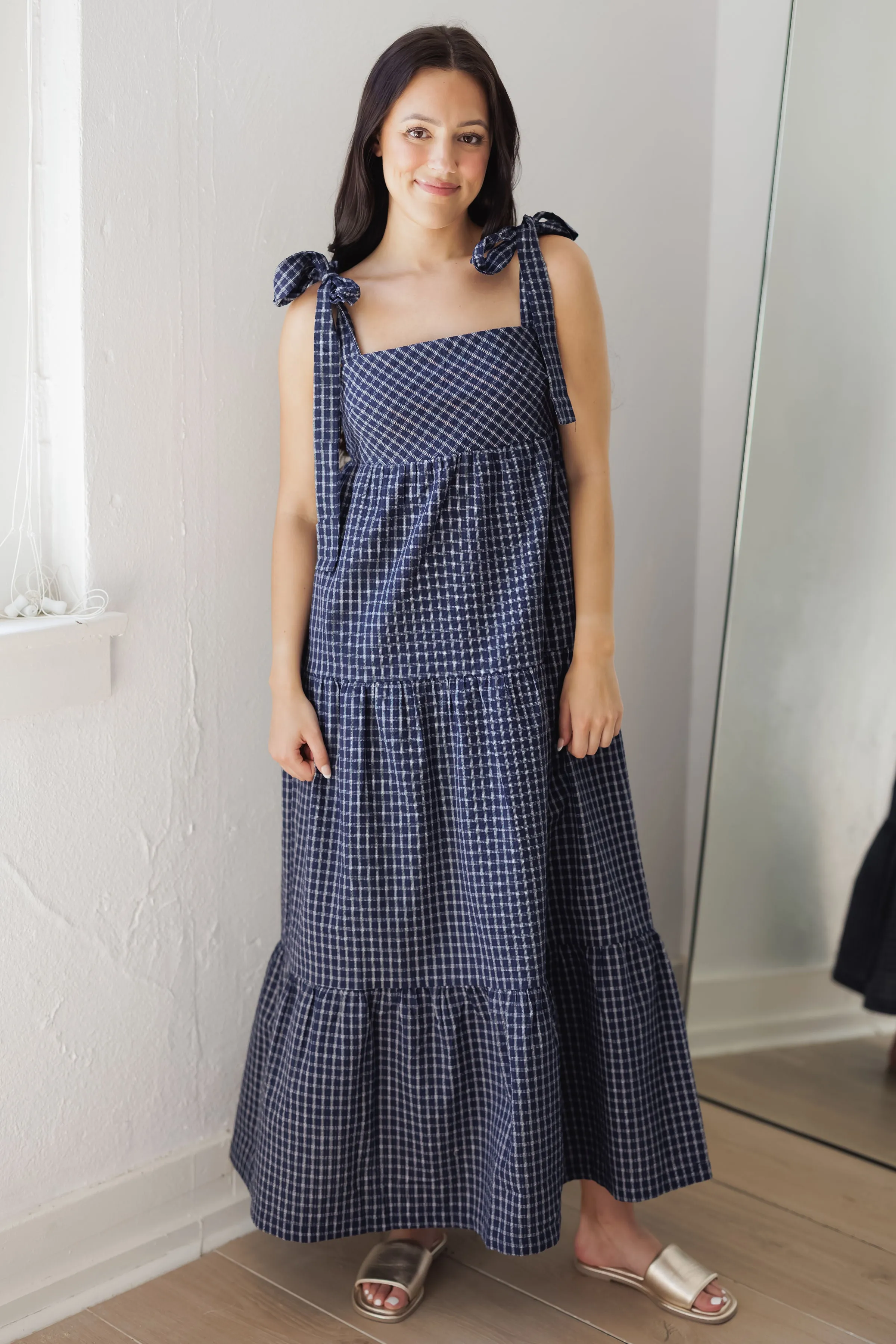 Perfect Spot Dress-Navy/White