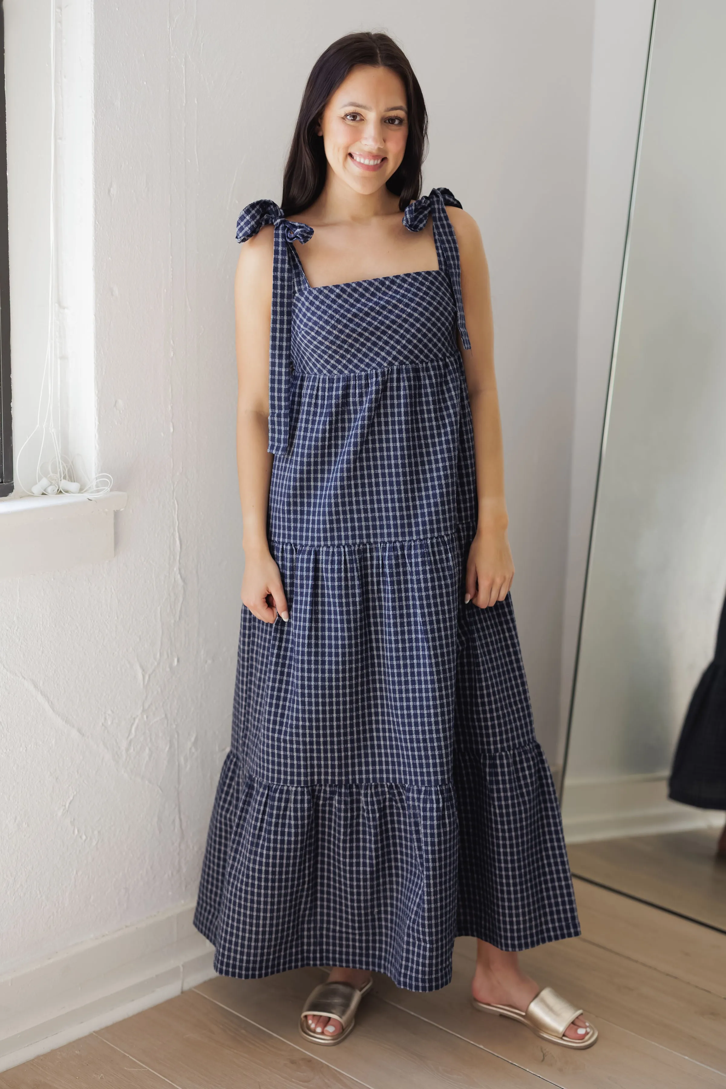 Perfect Spot Dress-Navy/White