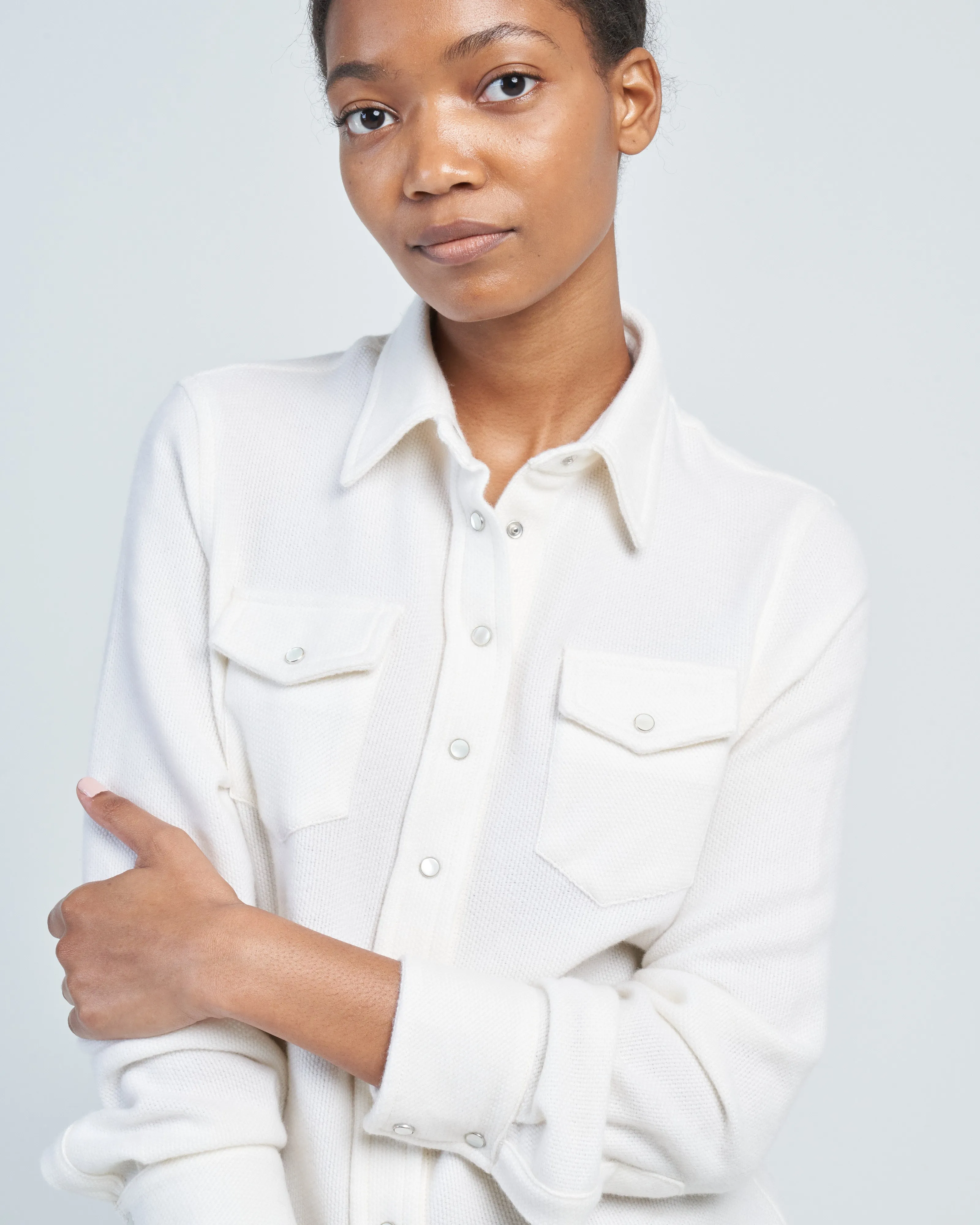 plain woven cashmere shirt