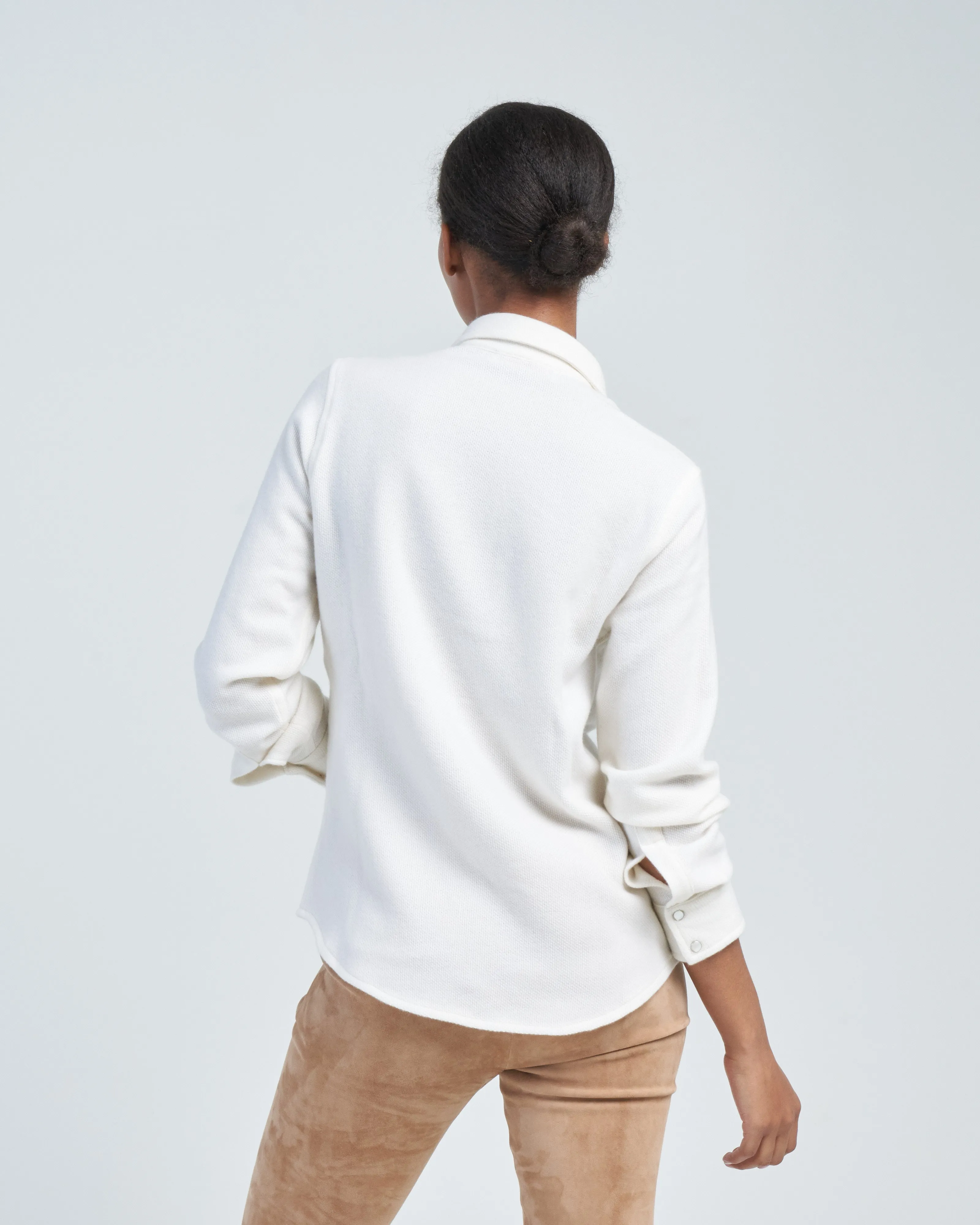 plain woven cashmere shirt