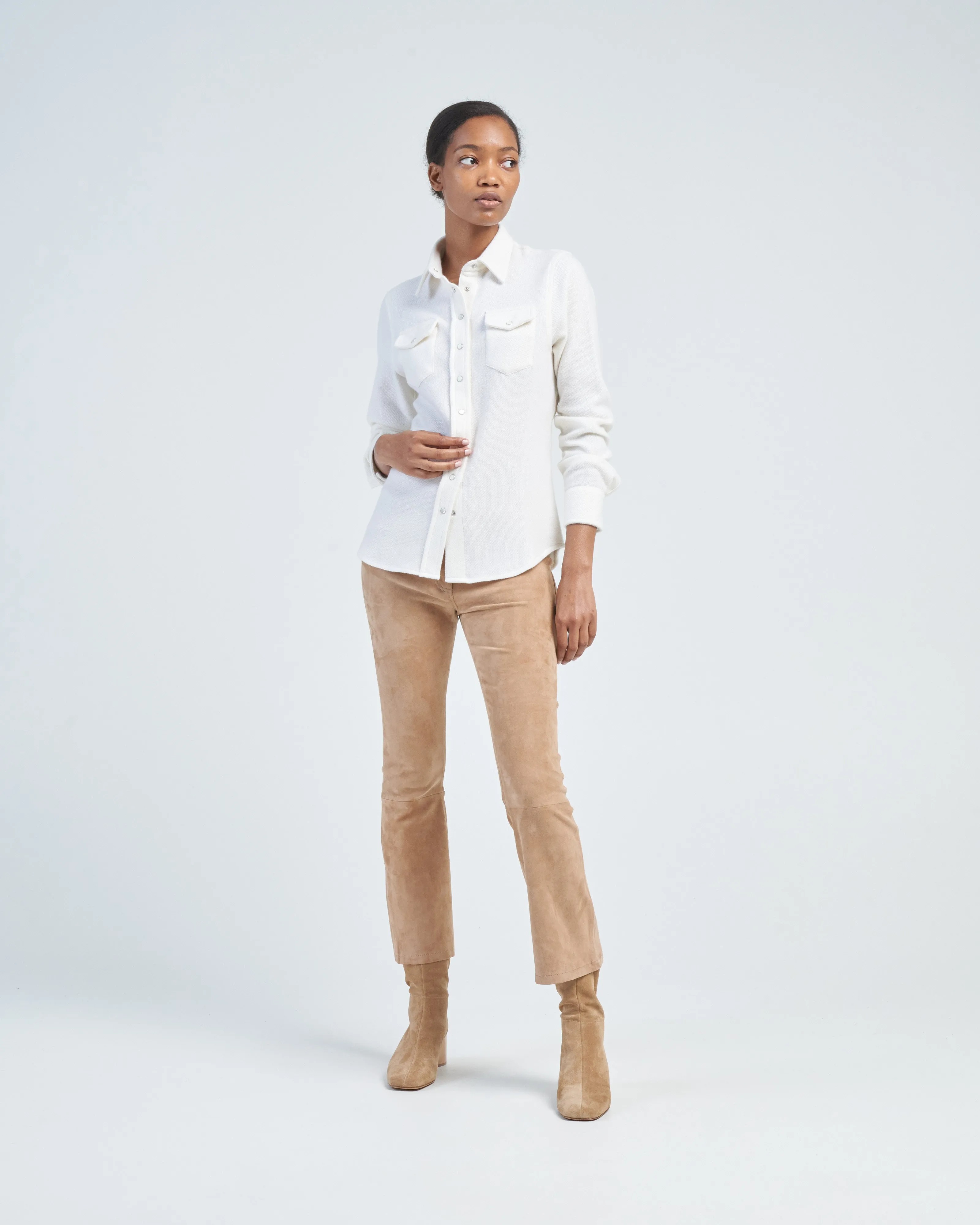 plain woven cashmere shirt