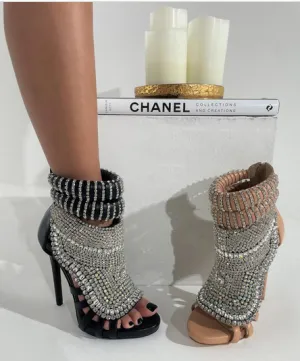 Pusher Rhinetone Peep Toe Booties
