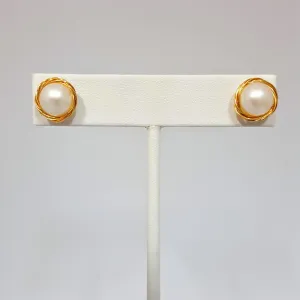 "Pearl Princess" - Pearl Studs with Gold Filled Wire Wrapping