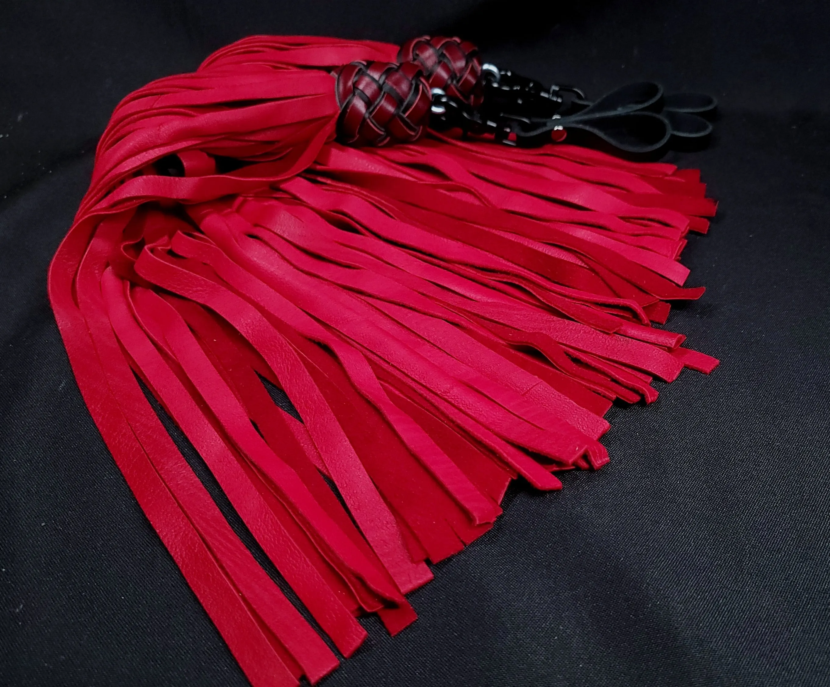 Red  Deerskin Mop Finger Floggers - Made to Order