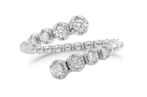 Ring 14kt Gold Bujukan Beaded Open Ring & Diamonds