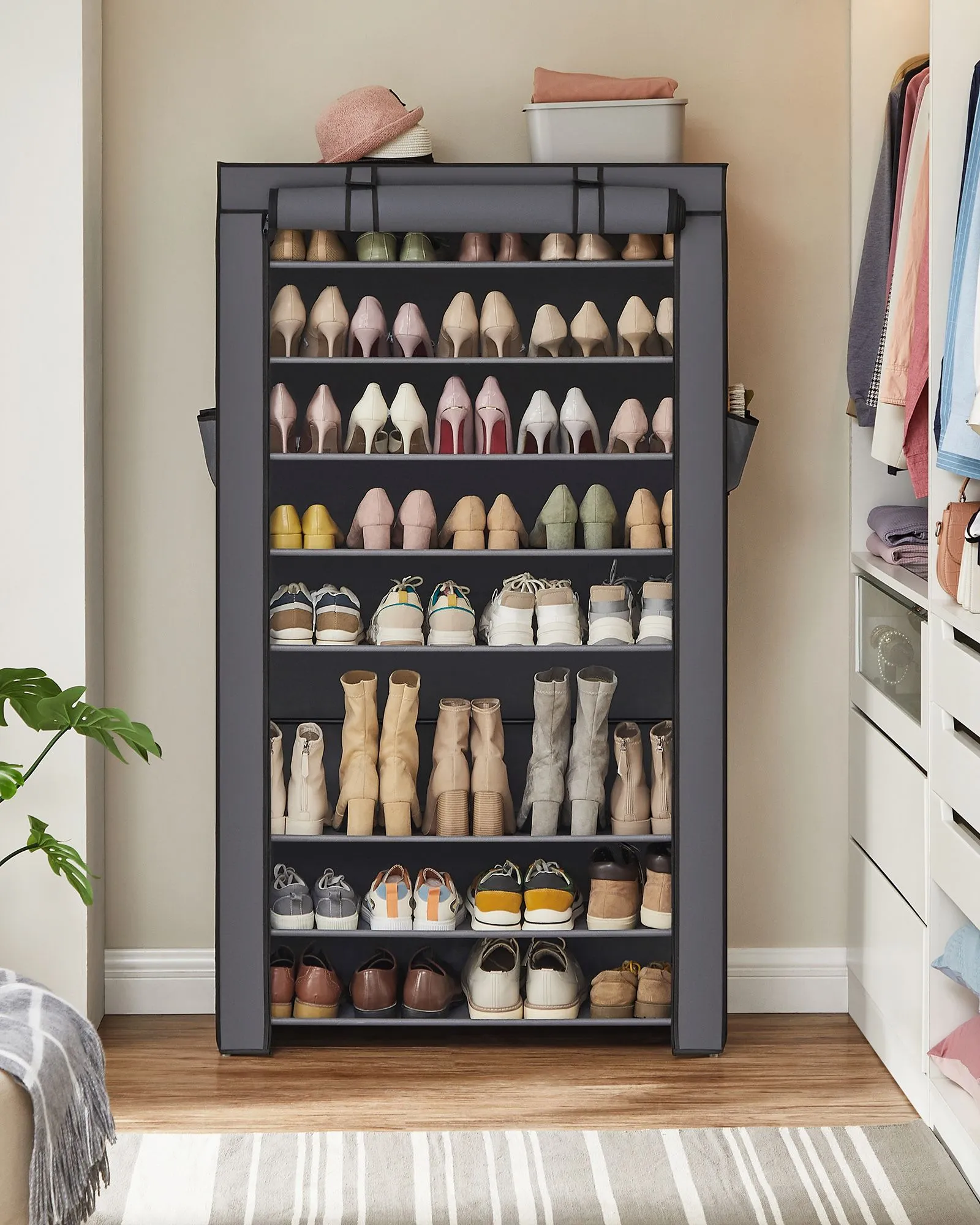 Rootz Shoe Rack Organizer - Footwear Storage - Shoe Stand - Water-Repellent Fabric - 88cm x 28cm x 160cm