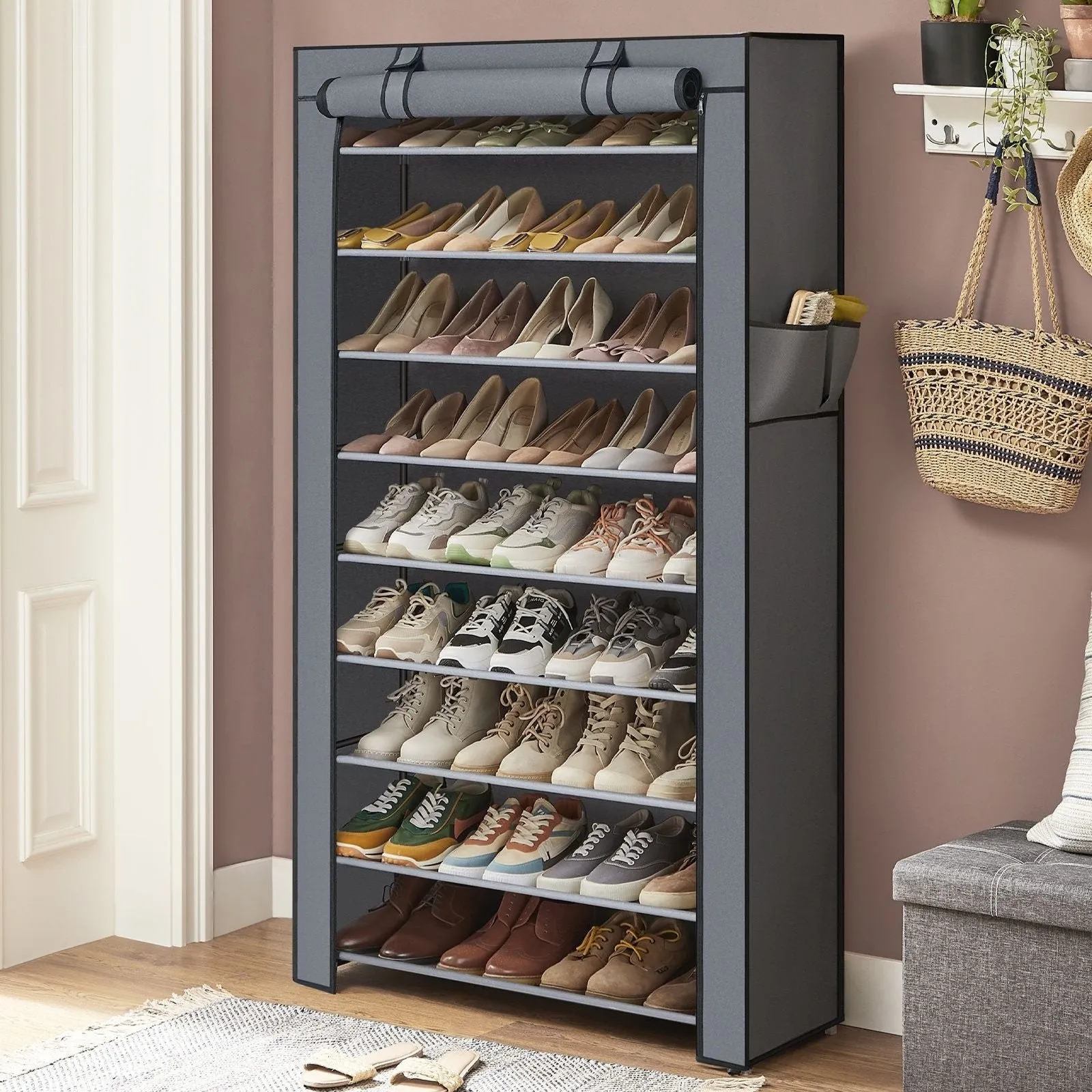 Rootz Shoe Rack Organizer - Footwear Storage - Shoe Stand - Water-Repellent Fabric - 88cm x 28cm x 160cm