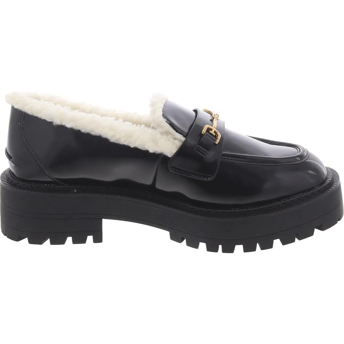 Sam Edelman Womens LAURS COZY Faux Leather Lugged Sole Loafers