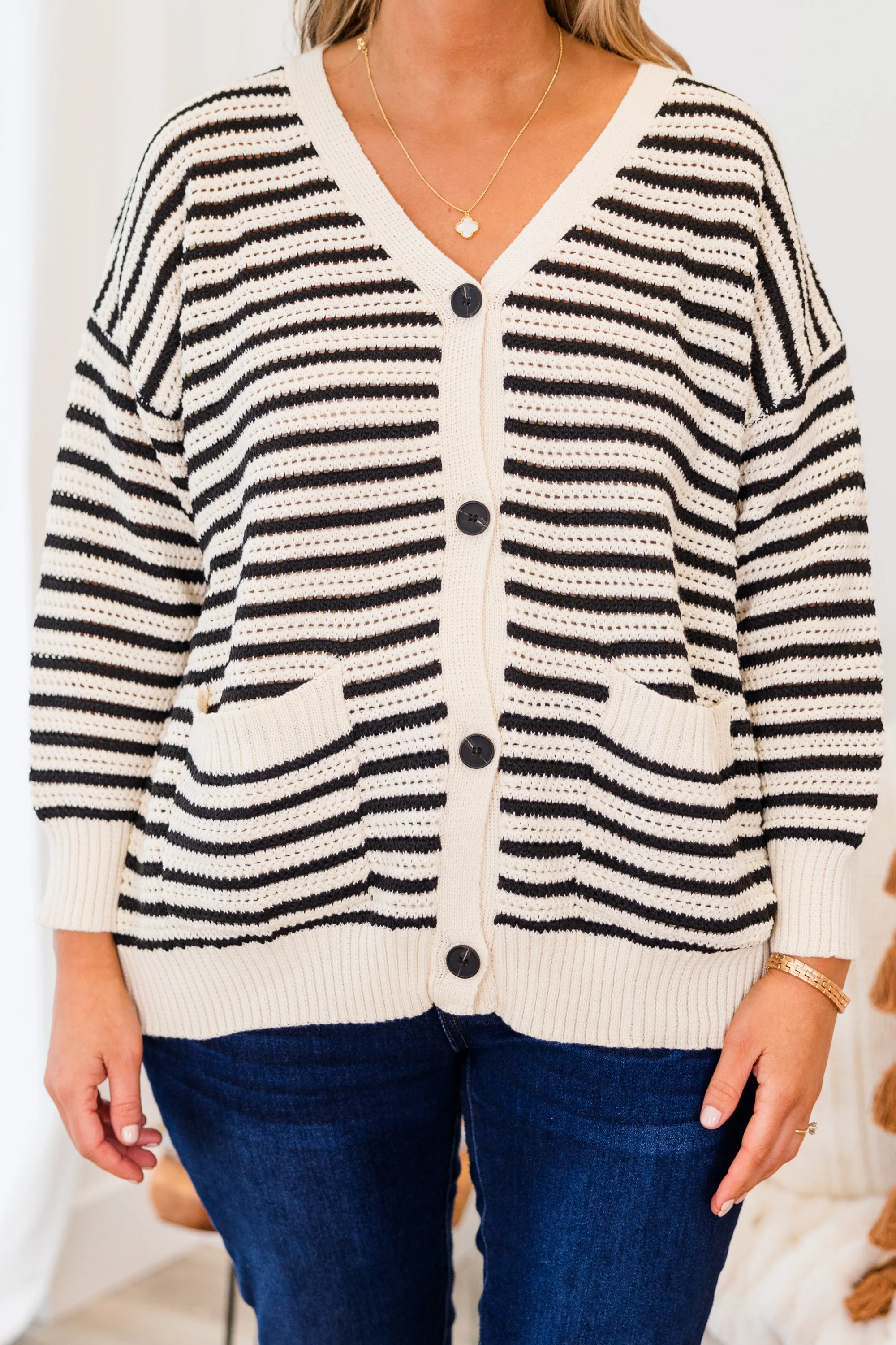 Sandy Shores Cardigan, Black-Natural