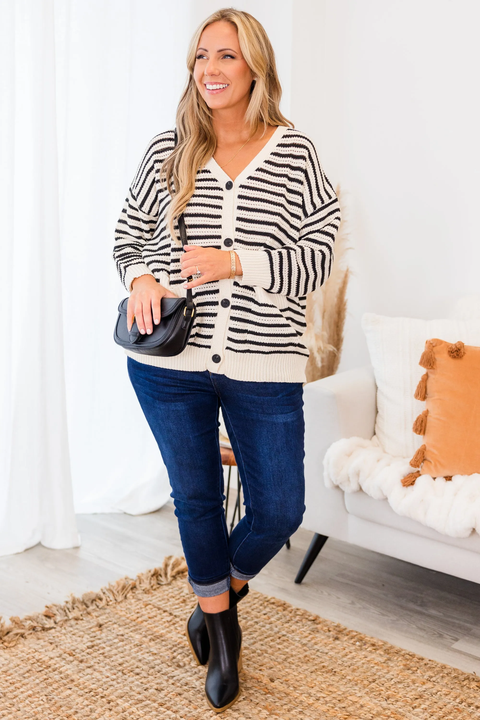 Sandy Shores Cardigan, Black-Natural