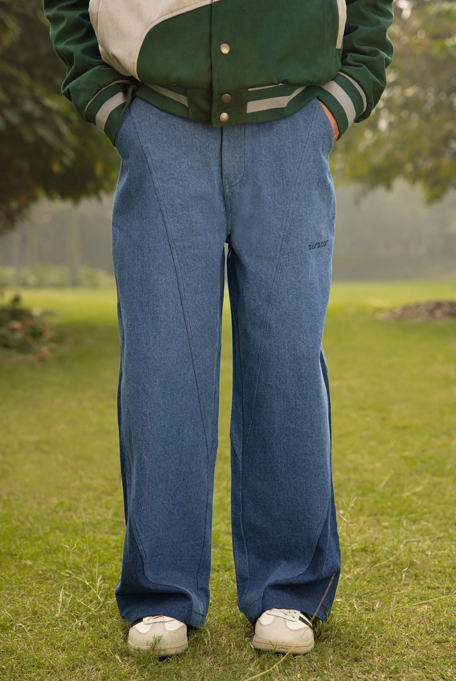 SEGMENTED PANTS IN AQUA - UNISEX