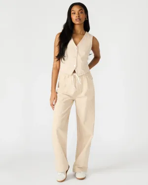 SELENE VEST-KHAKI PINSTRIPE