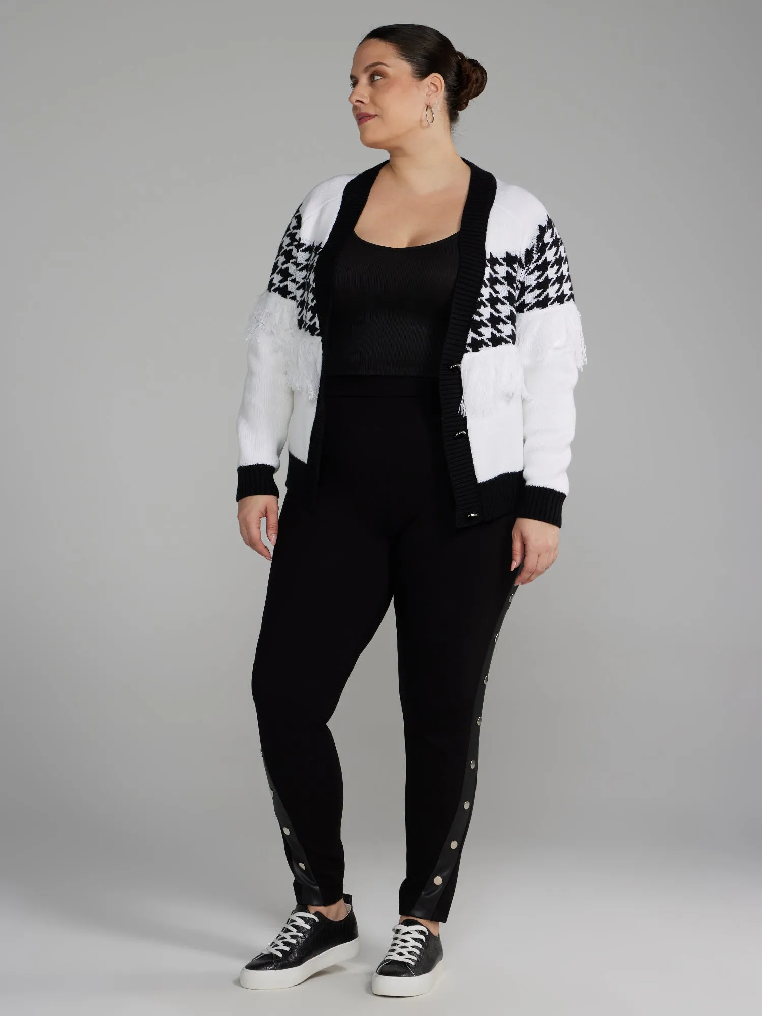 Side Button Detail Ponte Knit Leggings