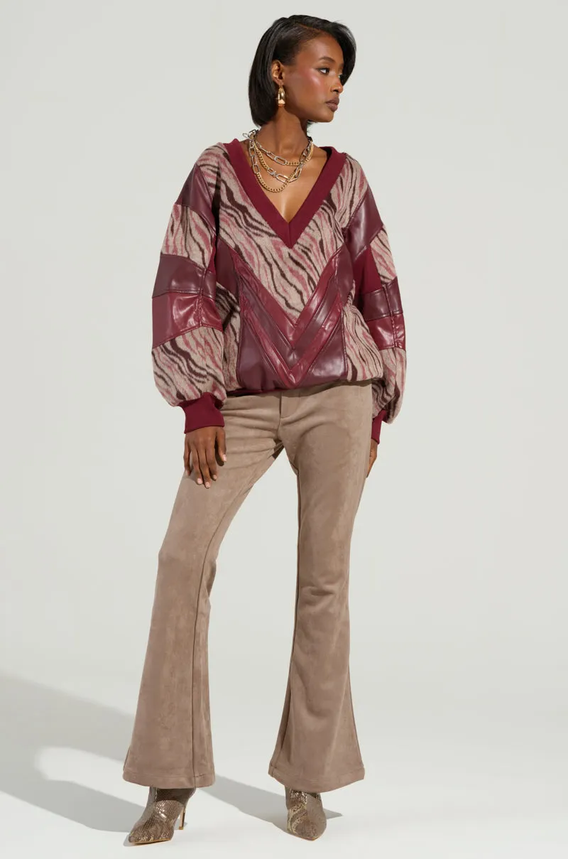 SOFIA FAUX SUEDE FLARE PANTS