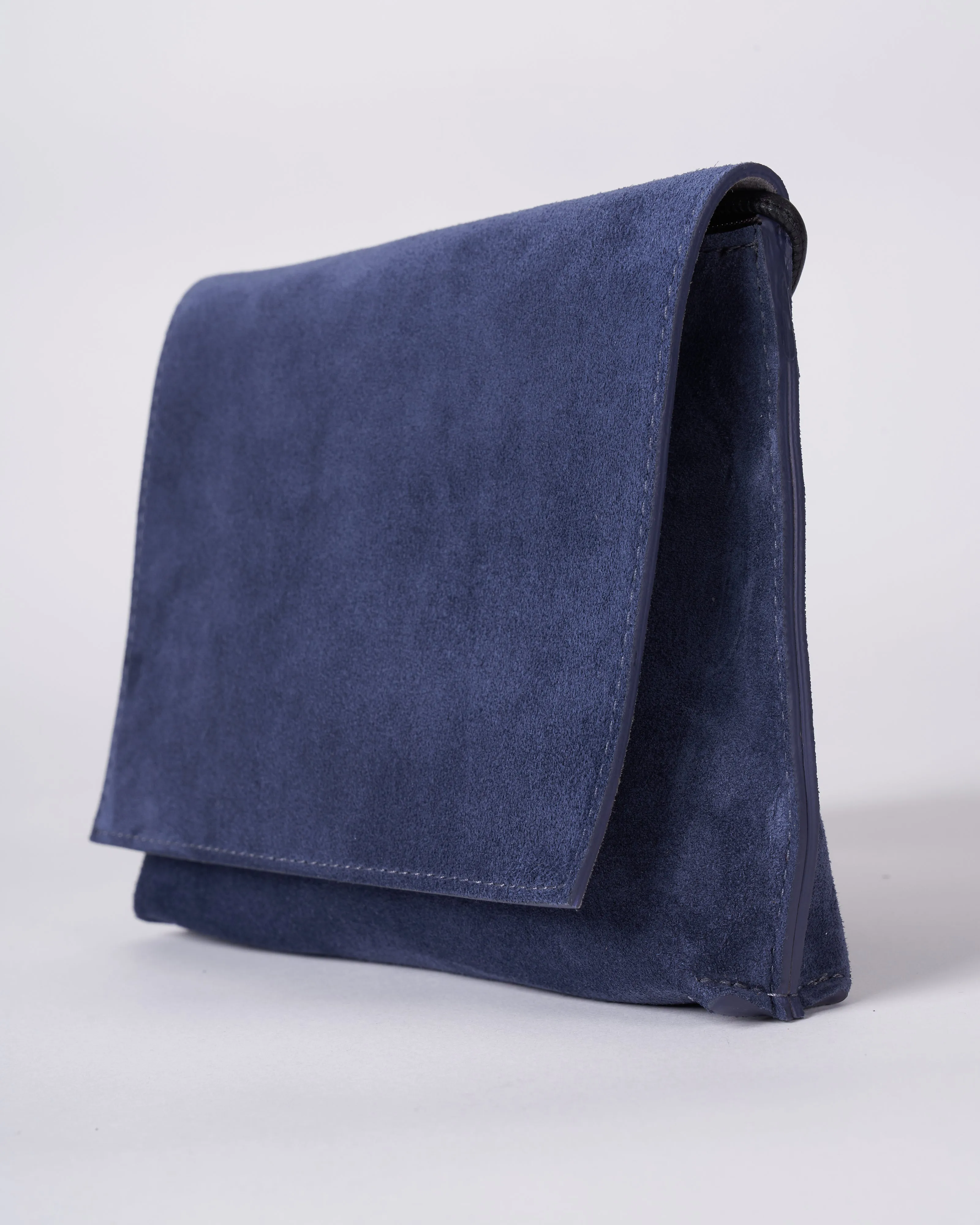 strappy foldover - indigo suede