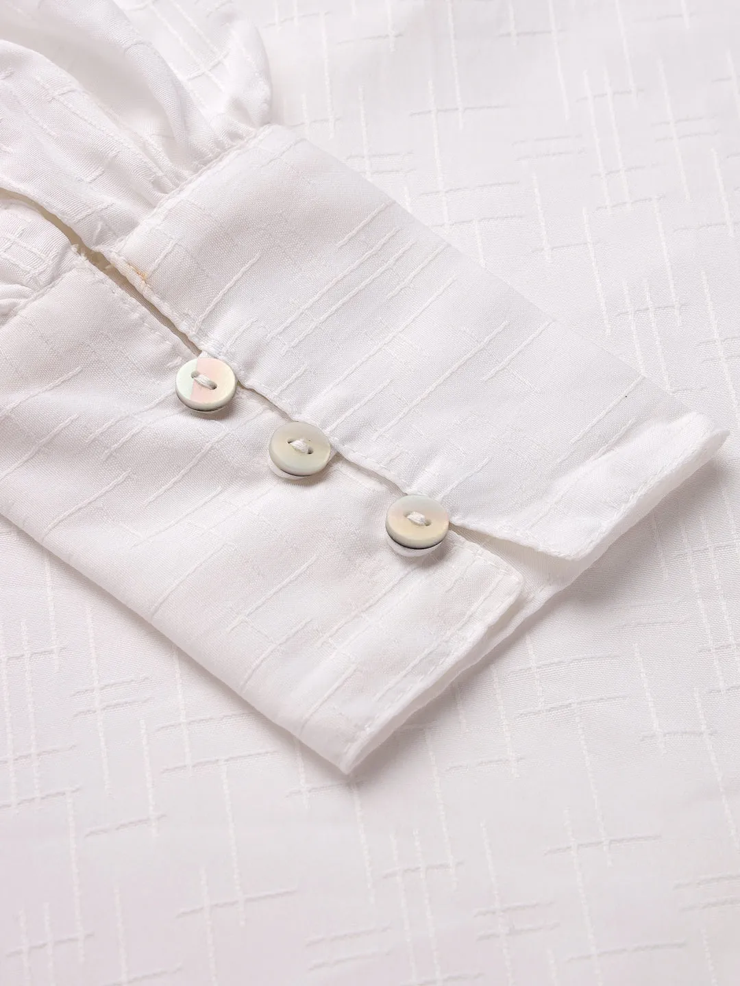 Style Quotient Women White Self Design Polyester Regular Smart Casual Top