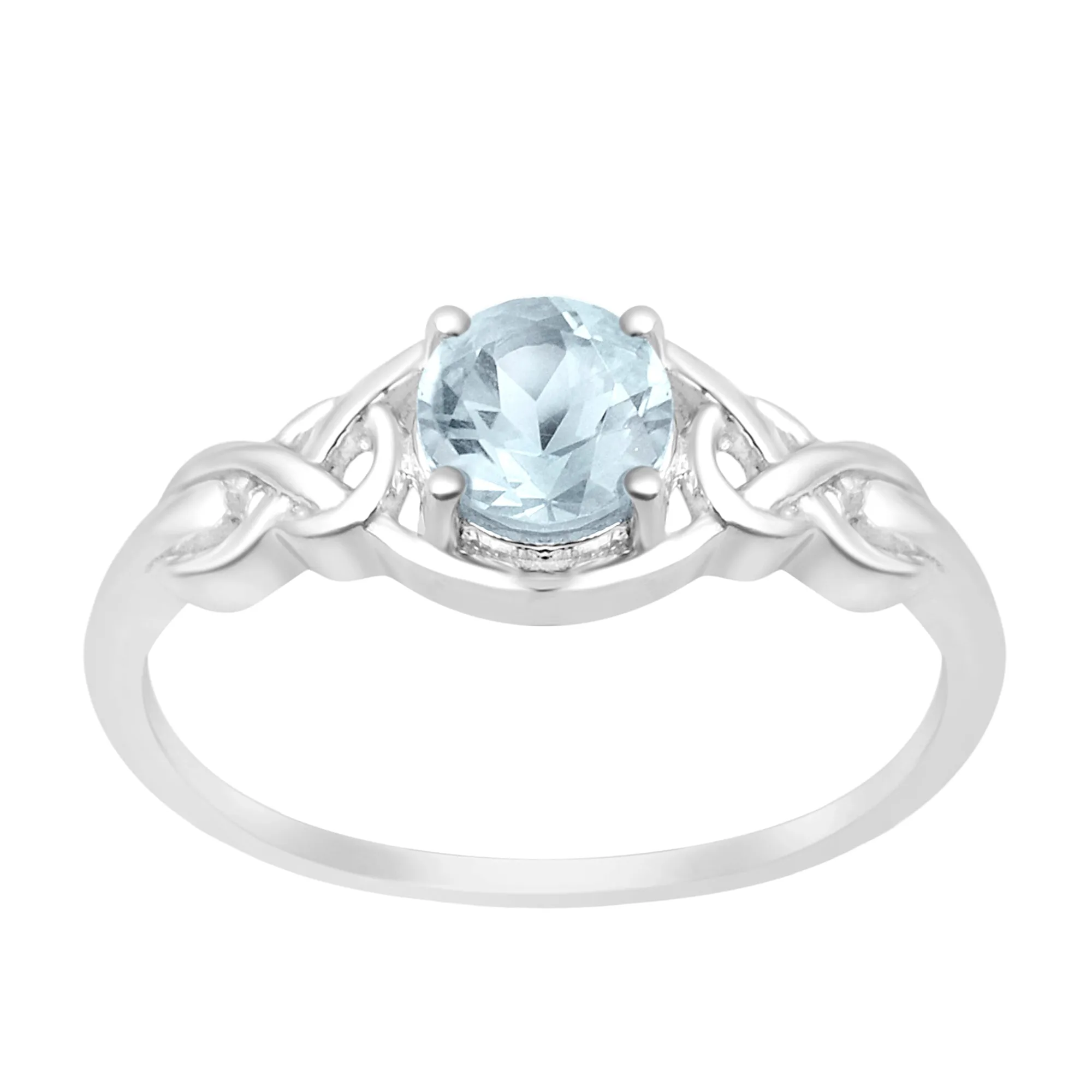 Stylish 925 Sterling Silver Round 6MM Blue Topaz Women Love Wedding Ring