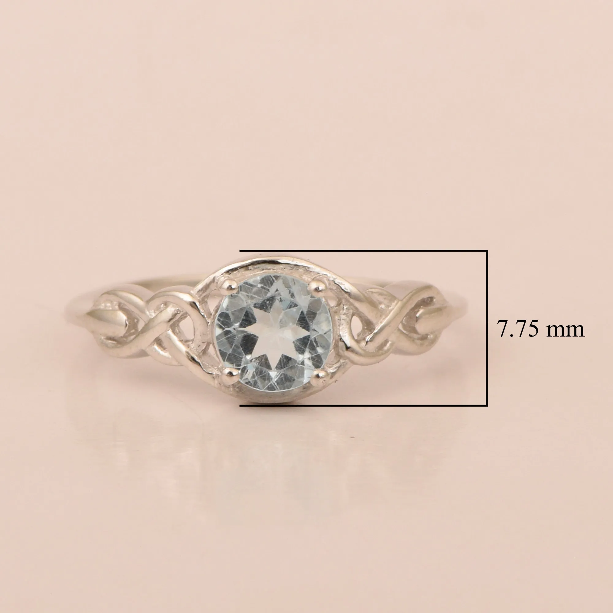 Stylish 925 Sterling Silver Round 6MM Blue Topaz Women Love Wedding Ring