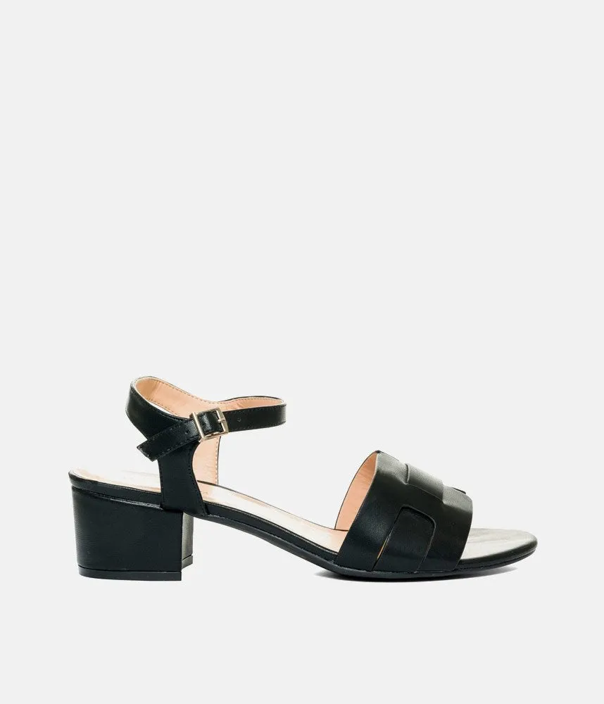 Stylish Black Low Block Heel Sandals