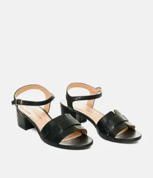 Stylish Black Low Block Heel Sandals