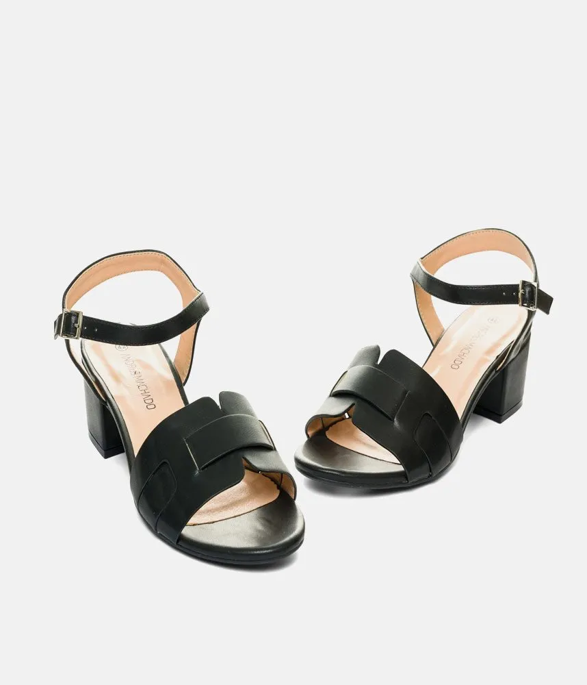 Stylish Black Low Block Heel Sandals