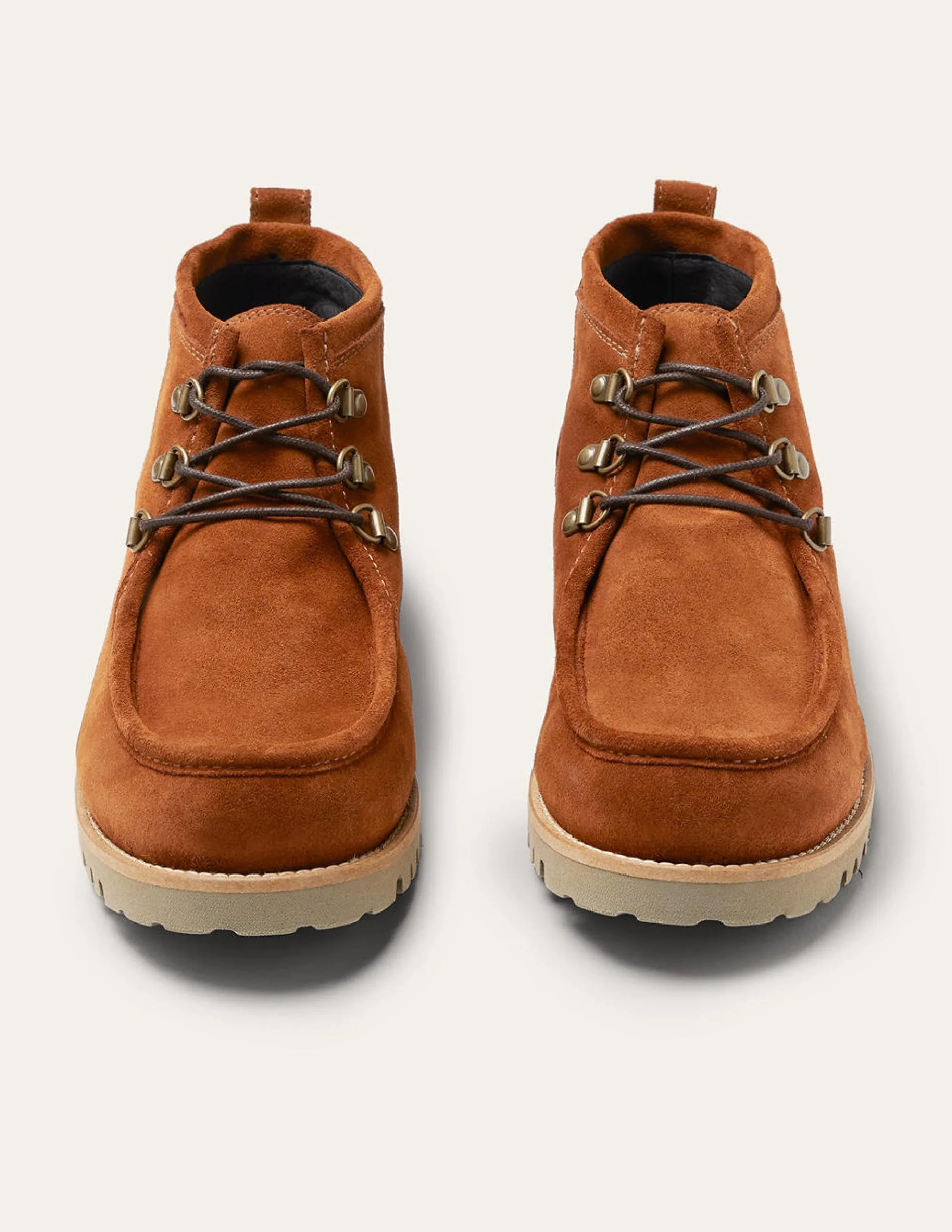 Suede Lace Up Boots-Light Brown