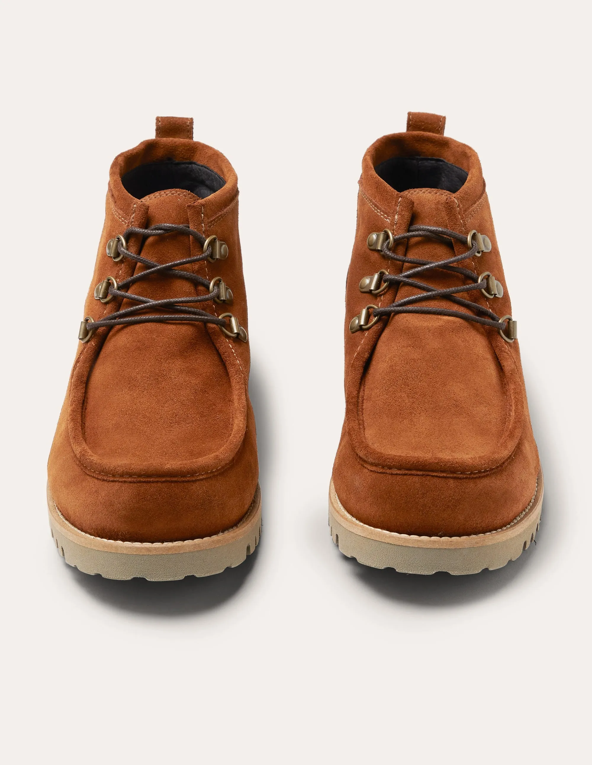 Suede Lace Up Boots-Light Brown