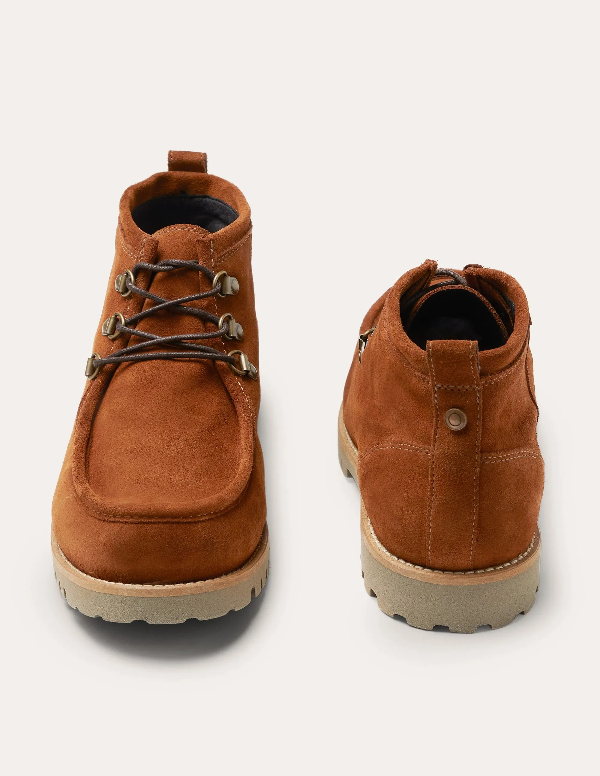 Suede Lace Up Boots-Light Brown