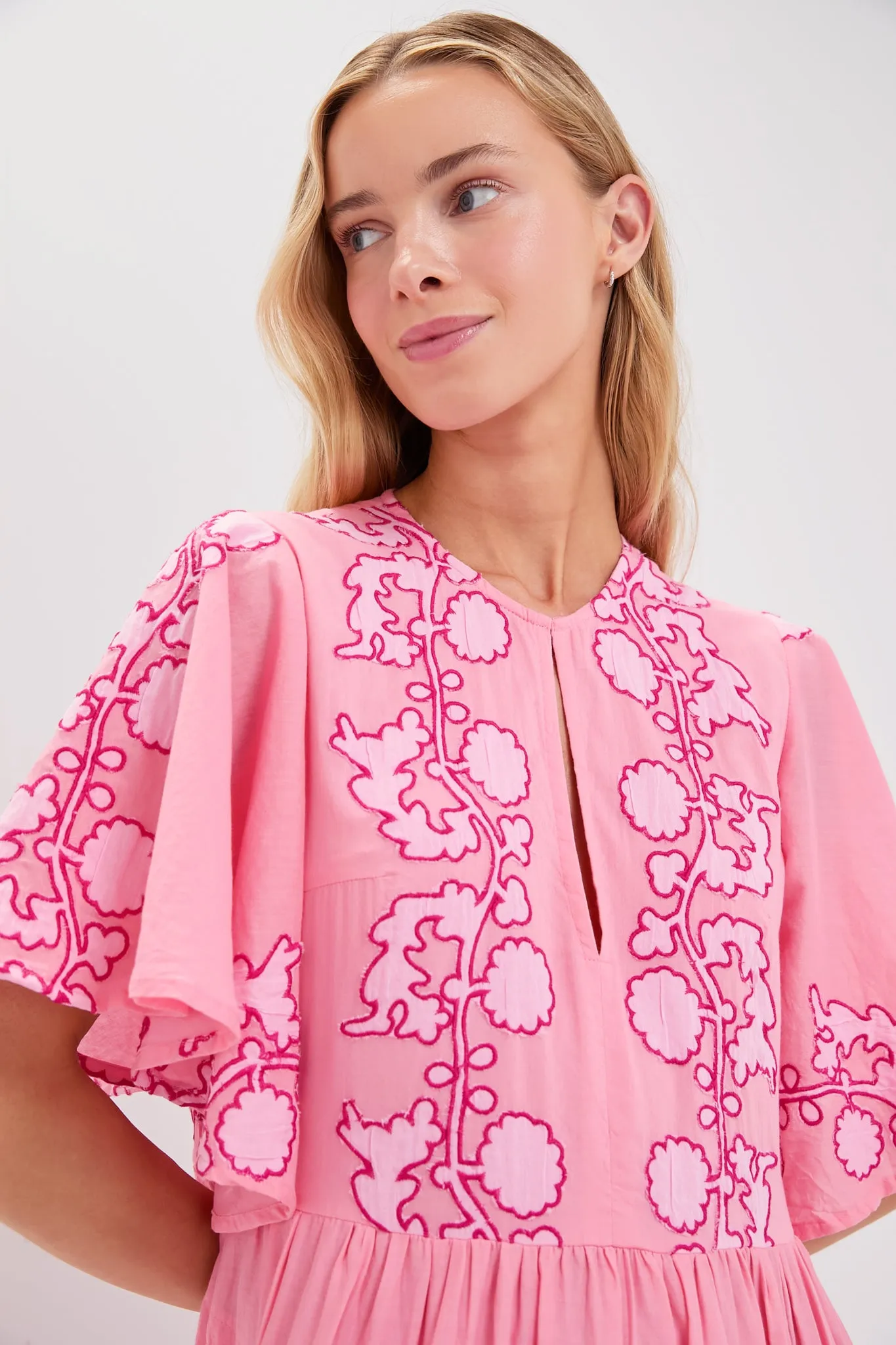 Tangier Pink Flirty V Neck Maxi Dress