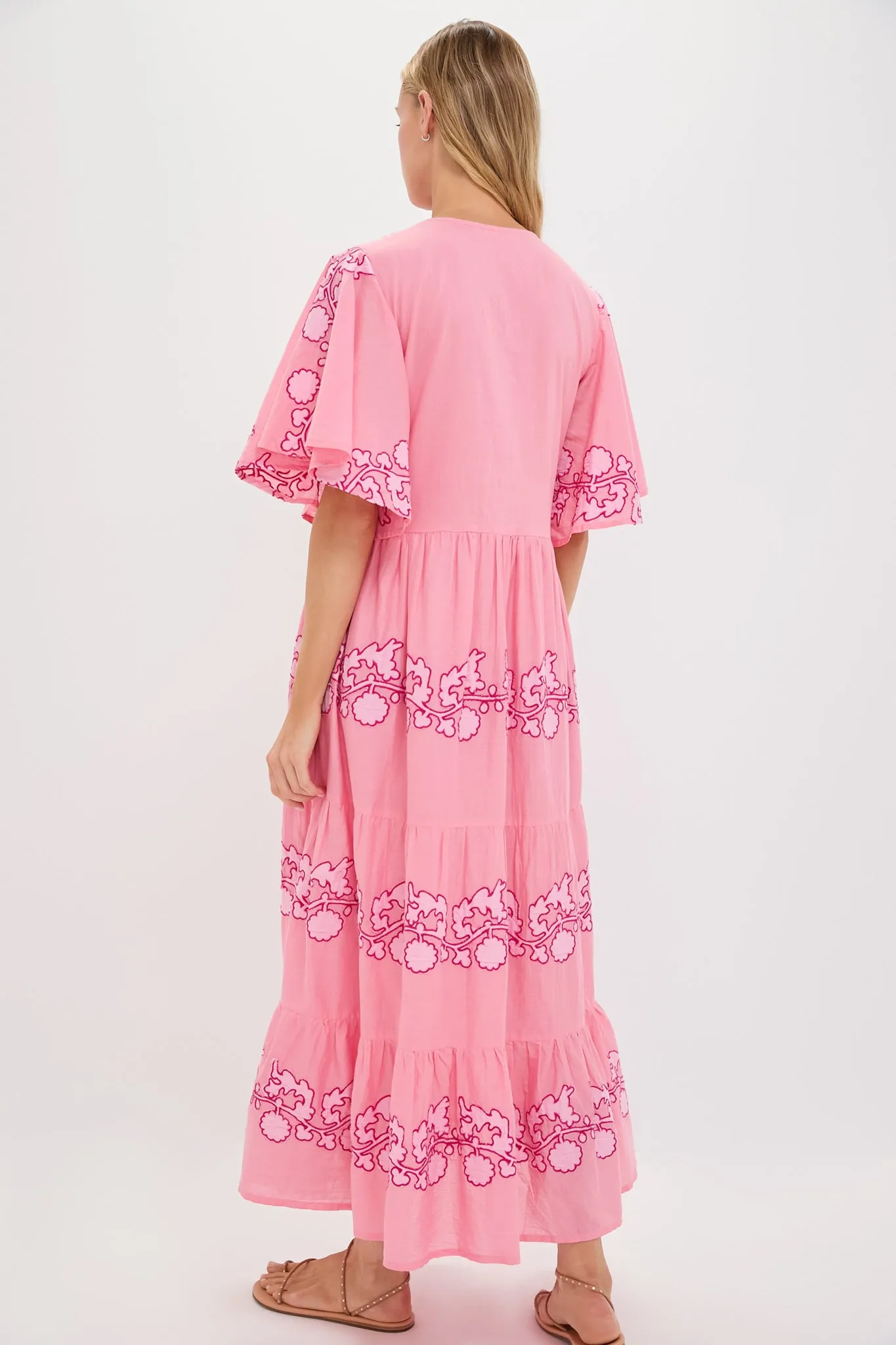 Tangier Pink Flirty V Neck Maxi Dress
