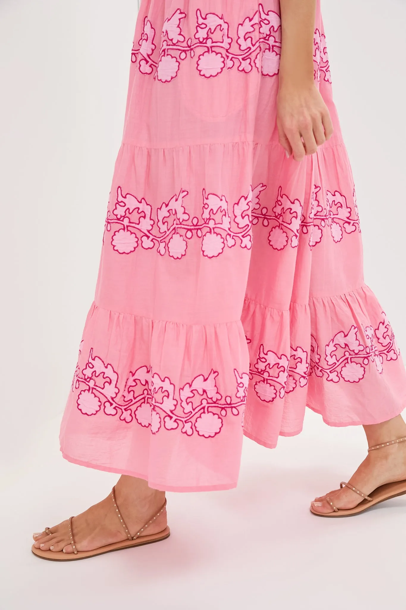 Tangier Pink Flirty V Neck Maxi Dress