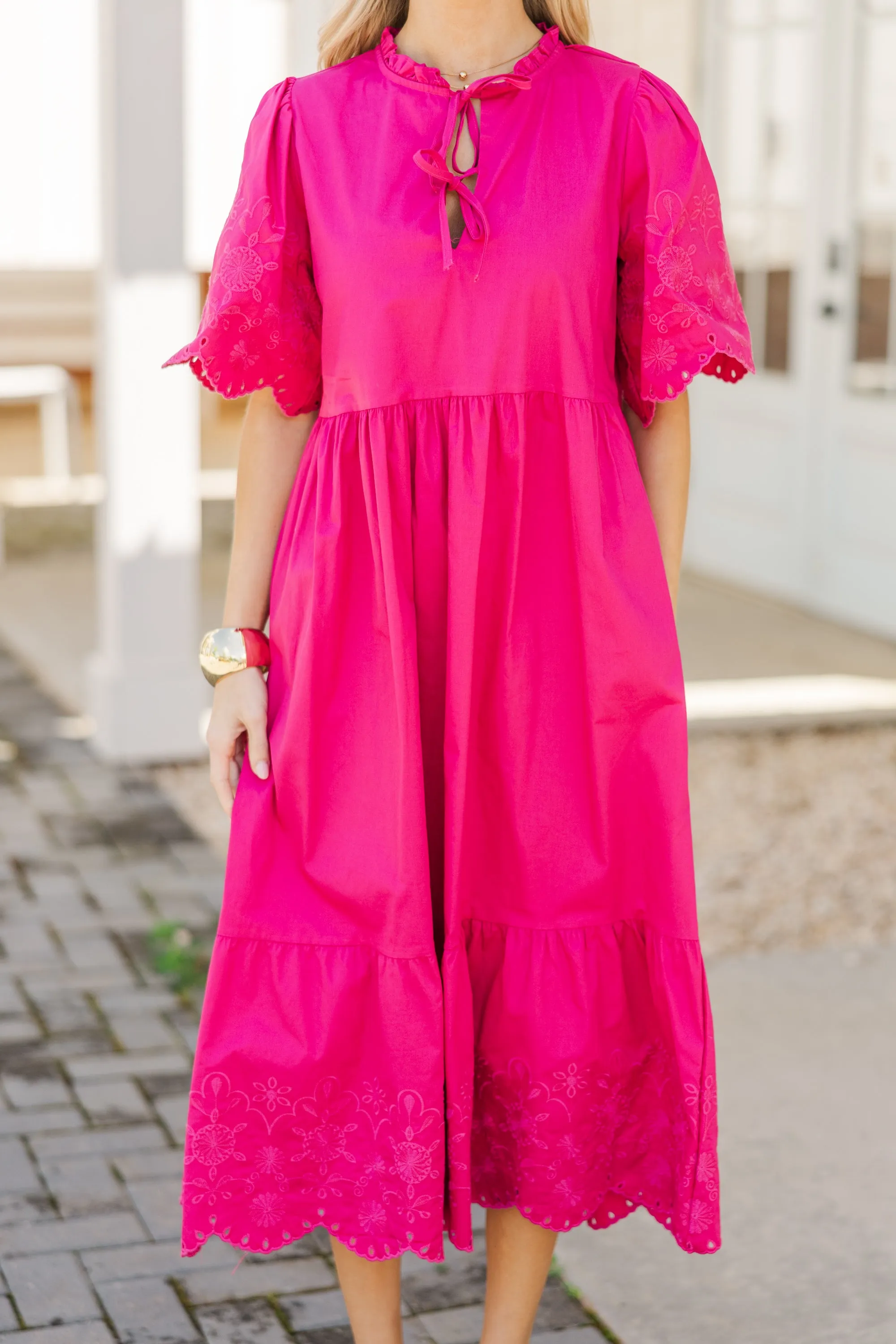 Through It All Fuchsia Pink Midi Dress
