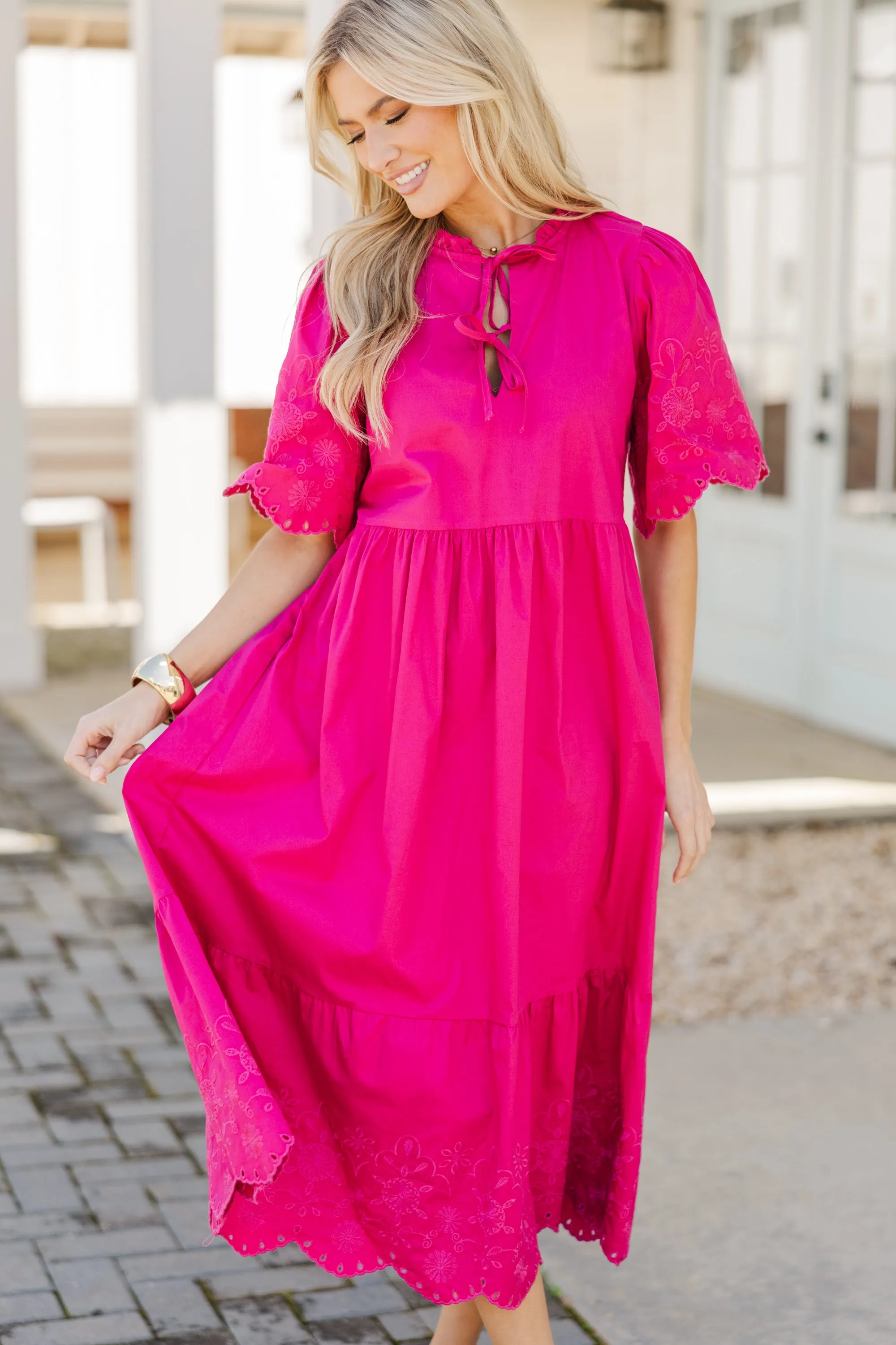 Through It All Fuchsia Pink Midi Dress