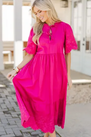Through It All Fuchsia Pink Midi Dress