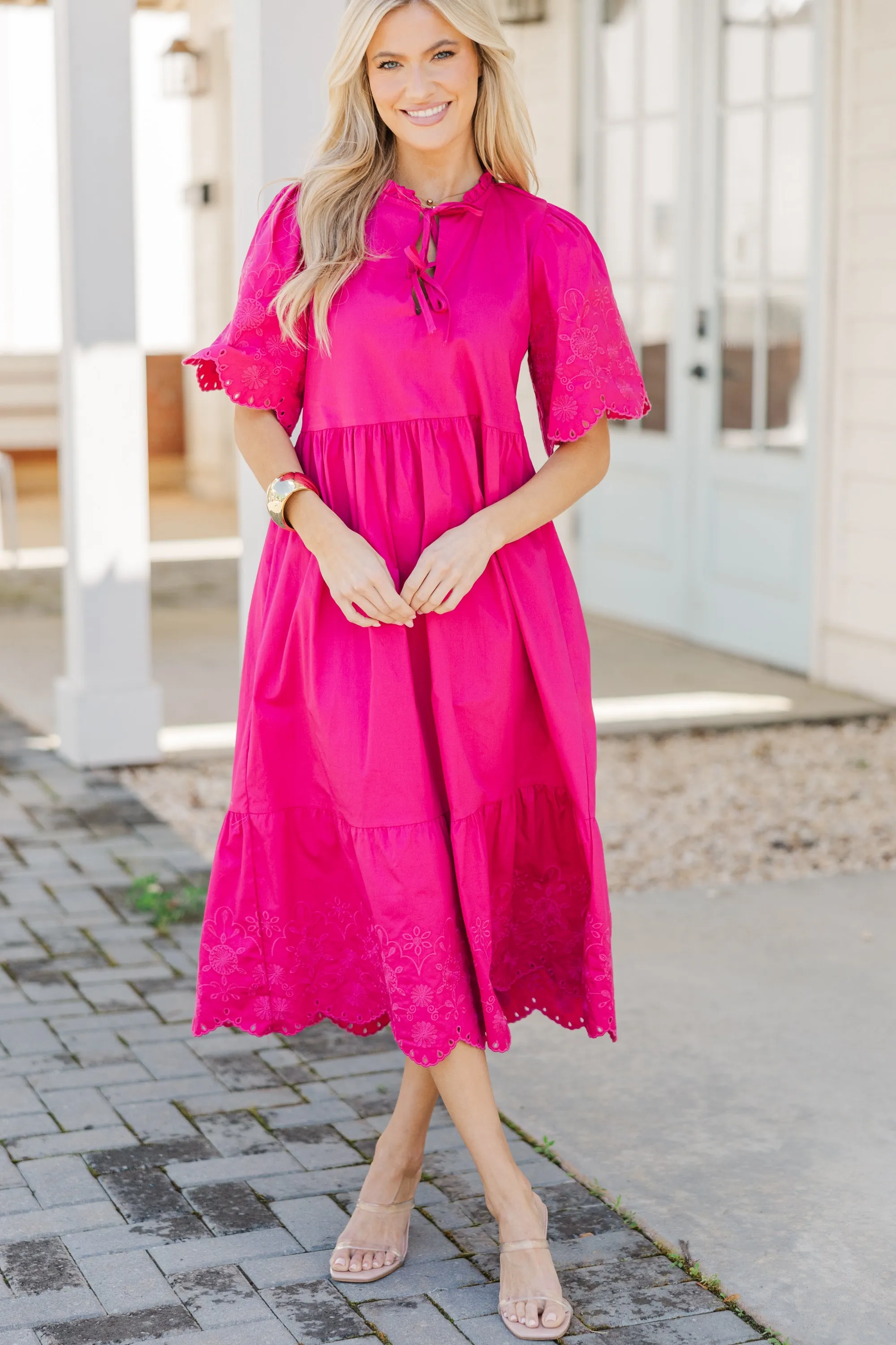 Through It All Fuchsia Pink Midi Dress
