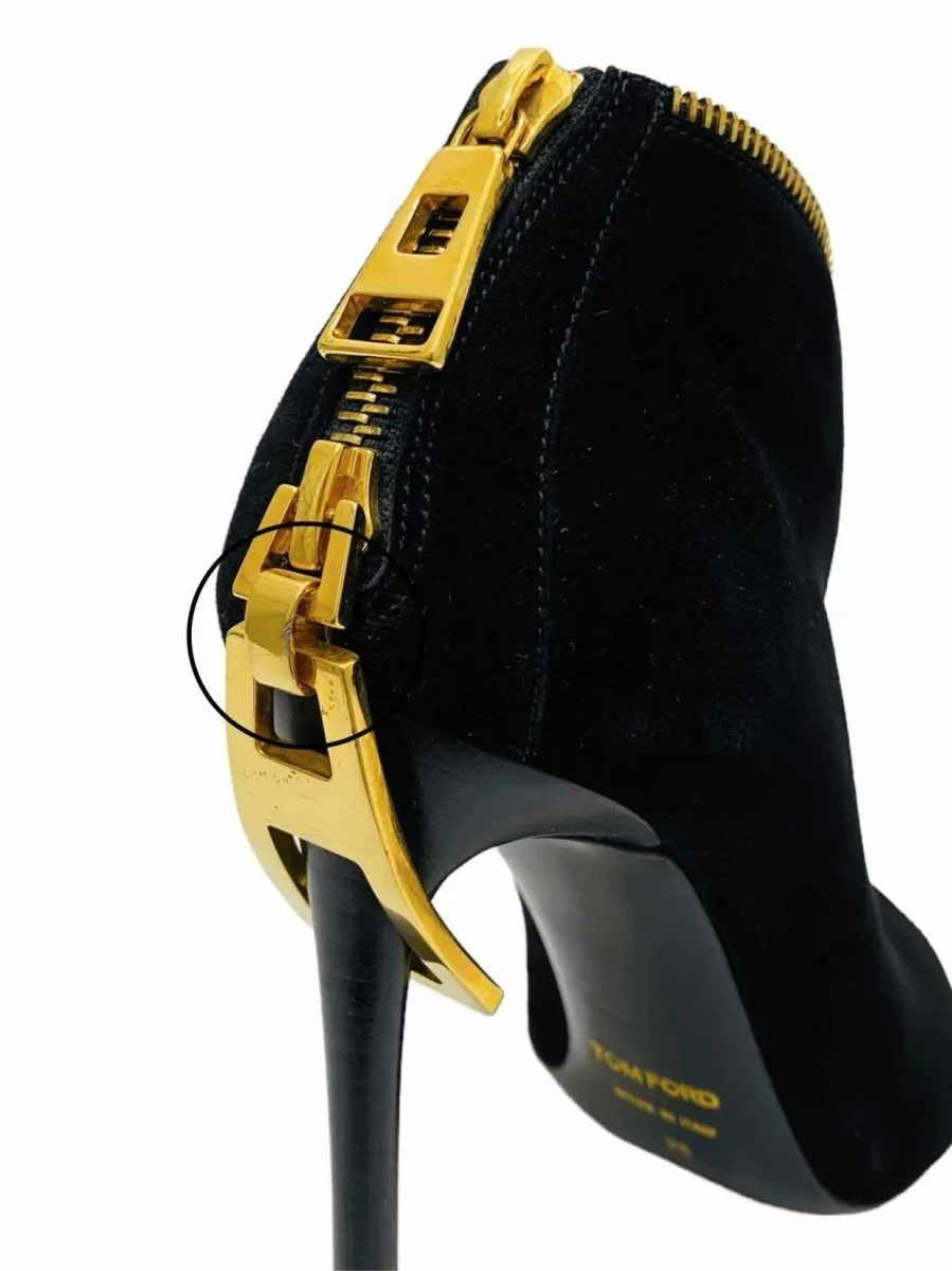 TOM FORD Open Toe Black w/ Gold Booties 35