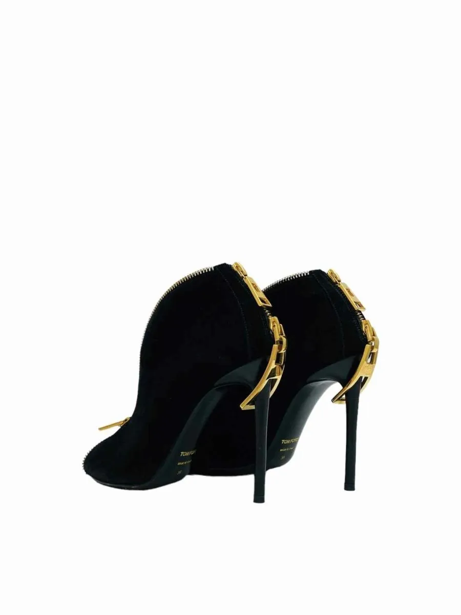 TOM FORD Open Toe Black w/ Gold Booties 35