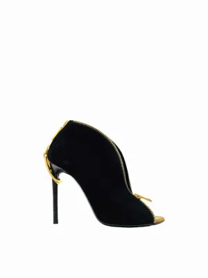 TOM FORD Open Toe Black w/ Gold Booties 35