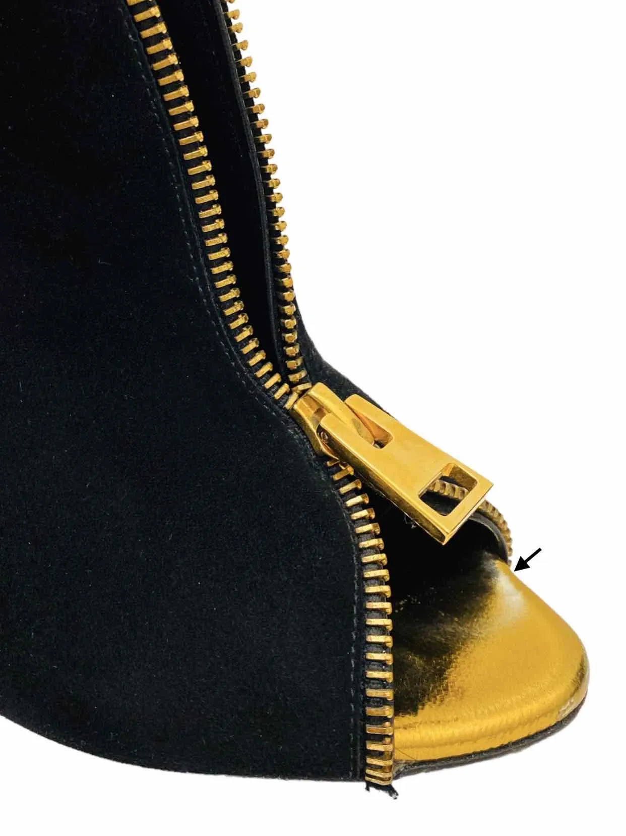 TOM FORD Open Toe Black w/ Gold Booties 35